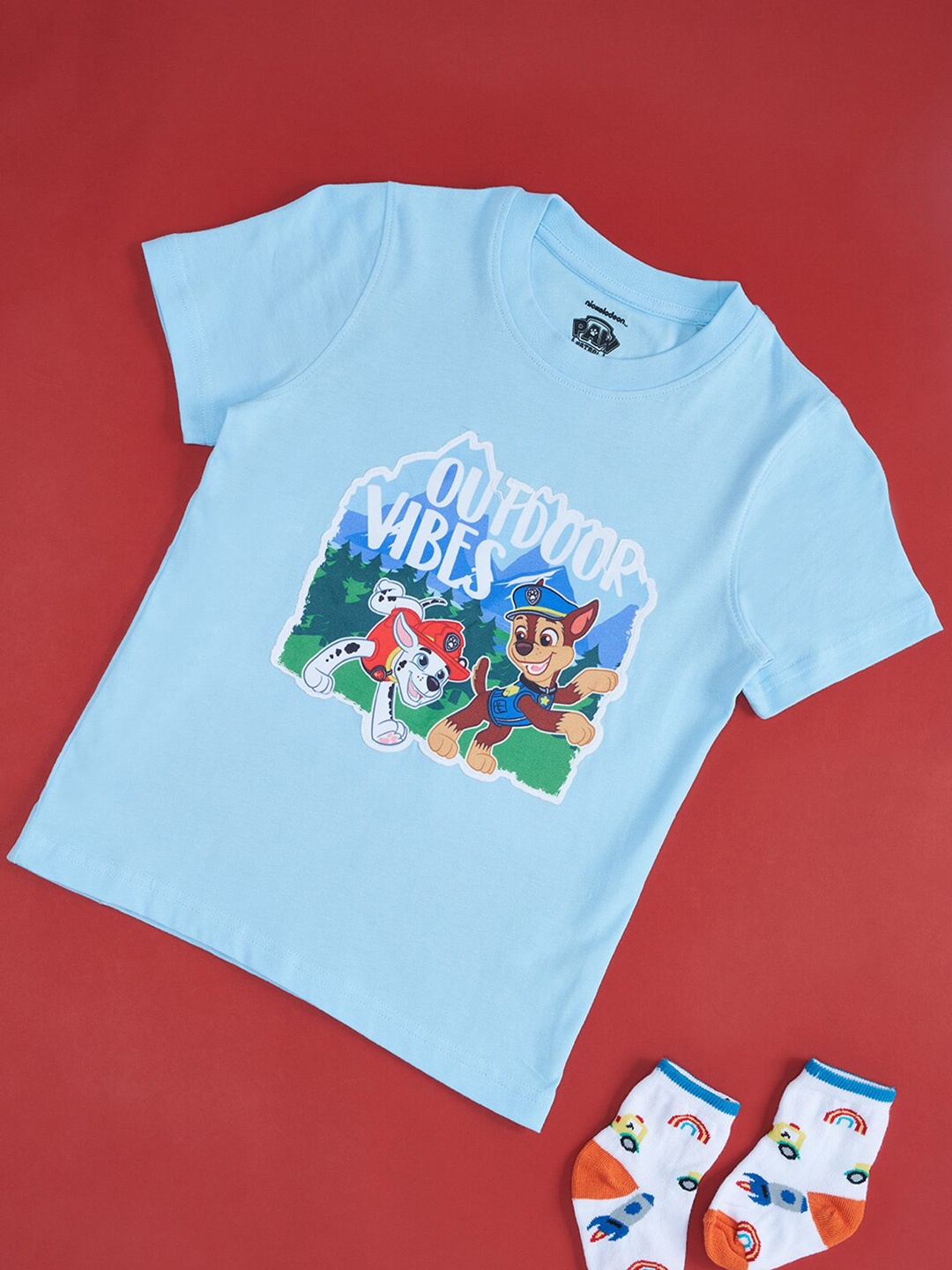 

Pantaloons Junior Boys Paw Patrol Printed Cotton T-shirt, Blue