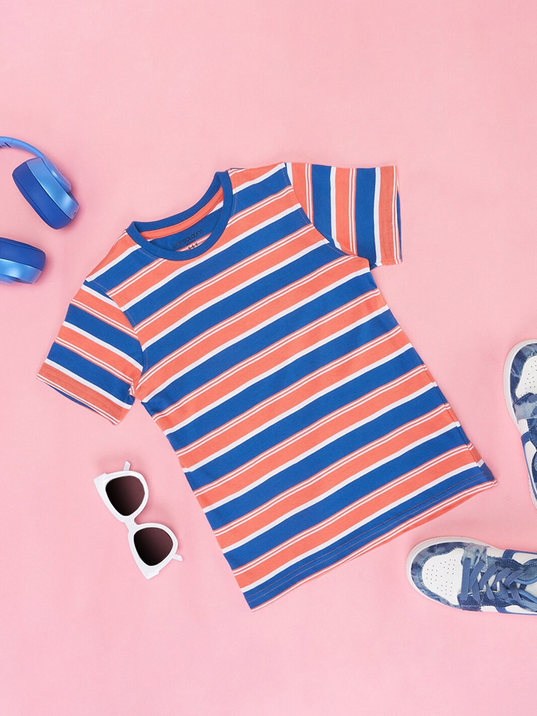

Pantaloons Junior Boys Striped Cotton T-shirt, Blue