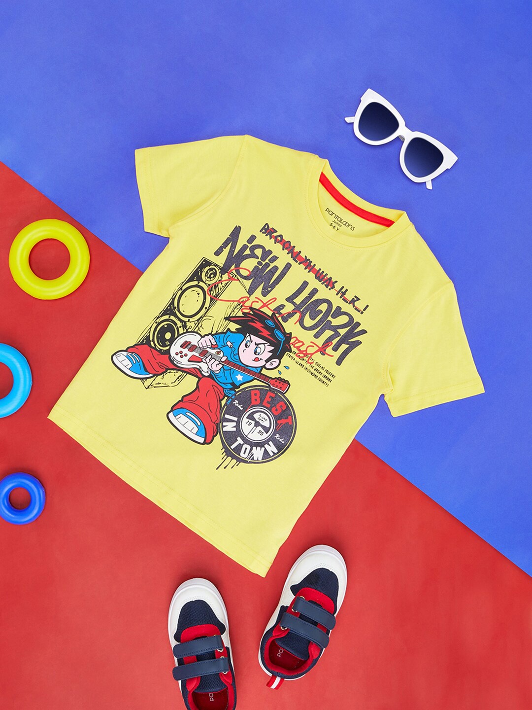 

Pantaloons Junior Boys Graphic Printed Cotton T-shirt, Yellow
