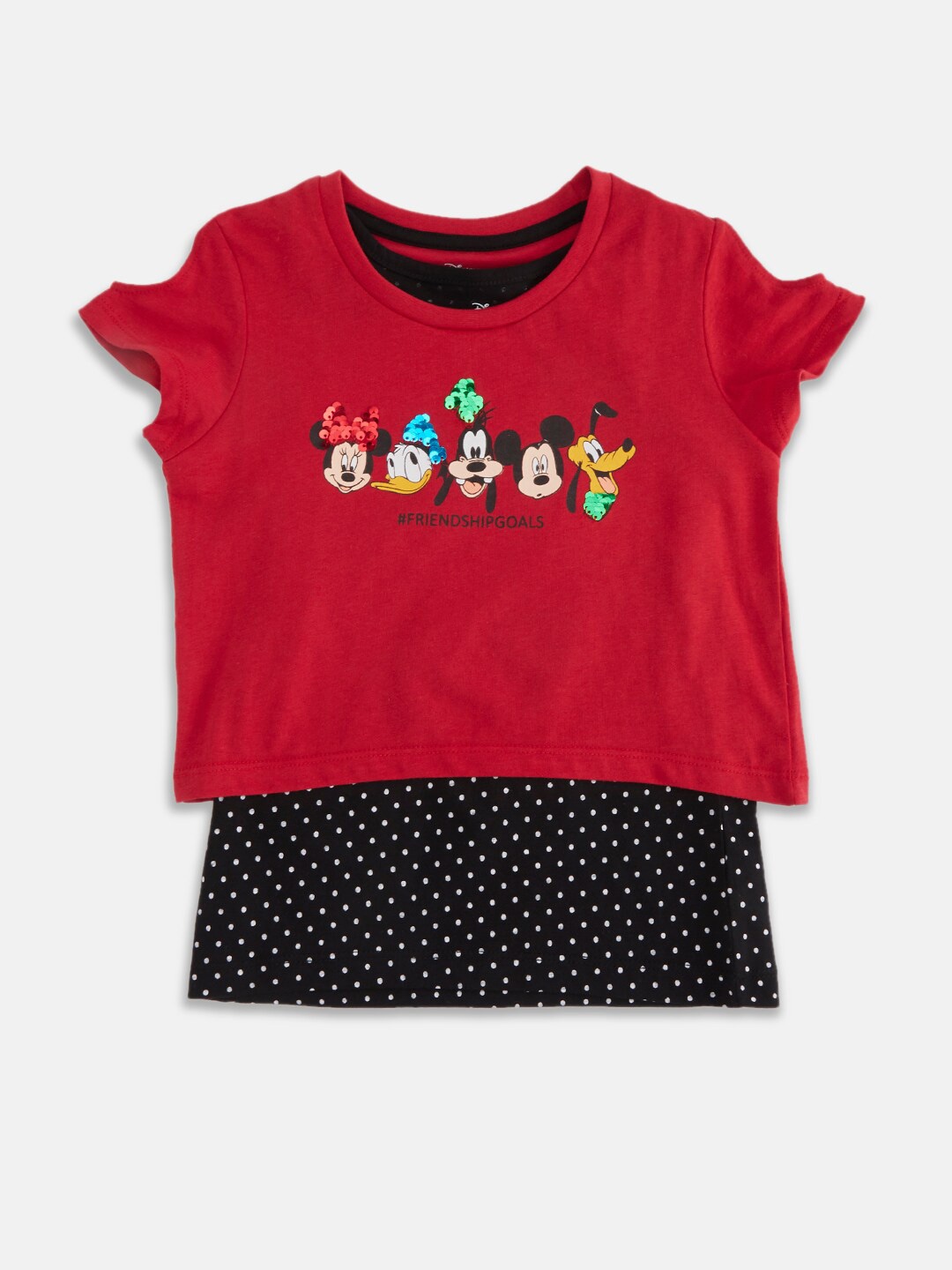 

Pantaloons Junior Girls Mickey & Friends Printed Cotton T-shirt, Red