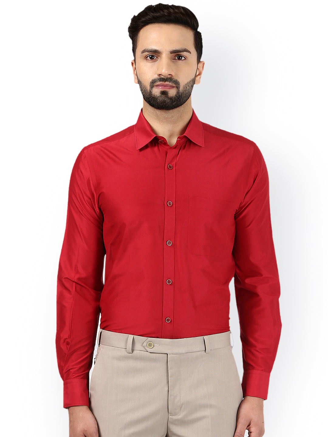 

Raymond Men Red Regular Fit Solid Formal Shirt