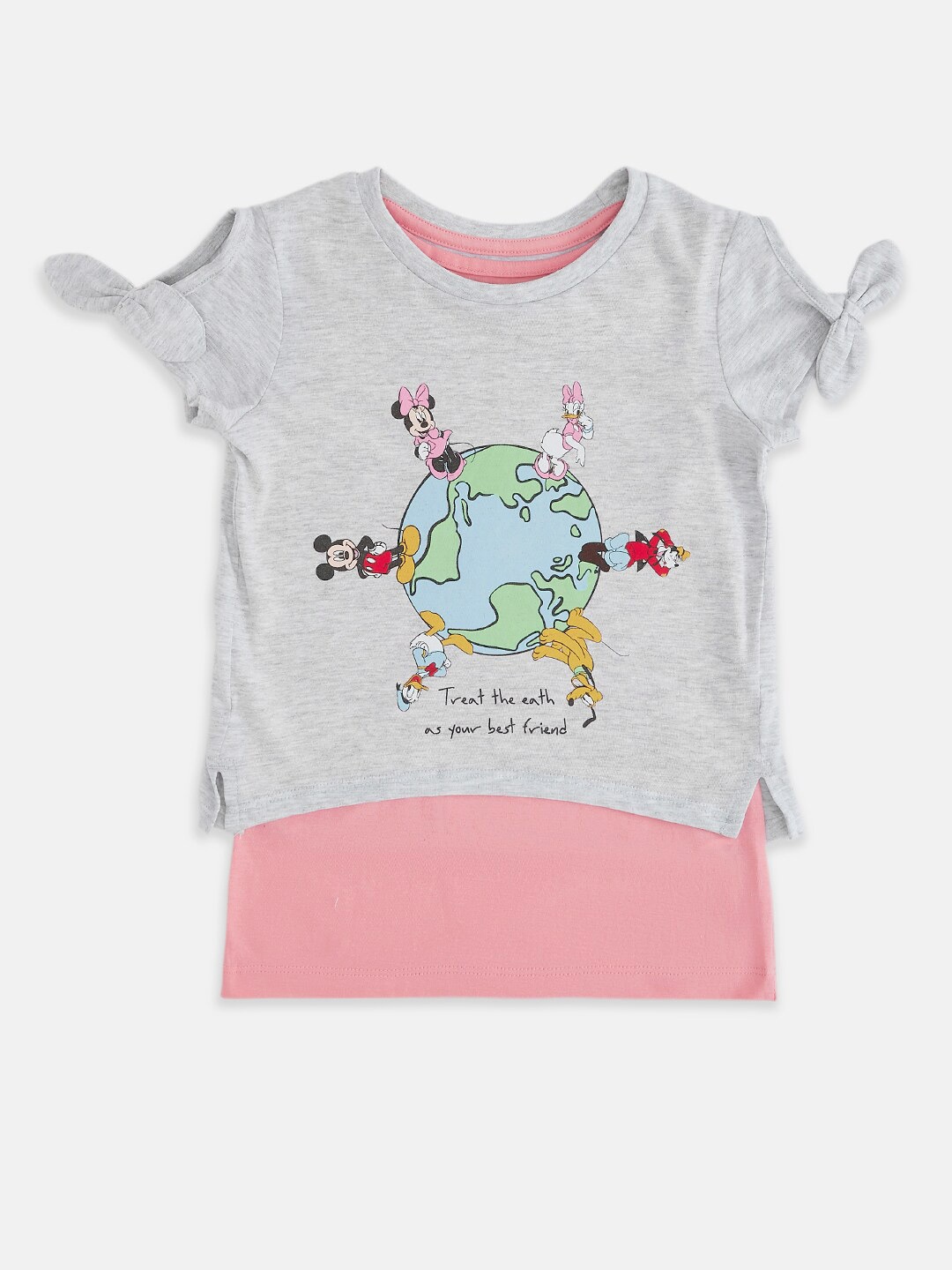 

Pantaloons Junior Girls Grey Melange Printed Applique T-shirt