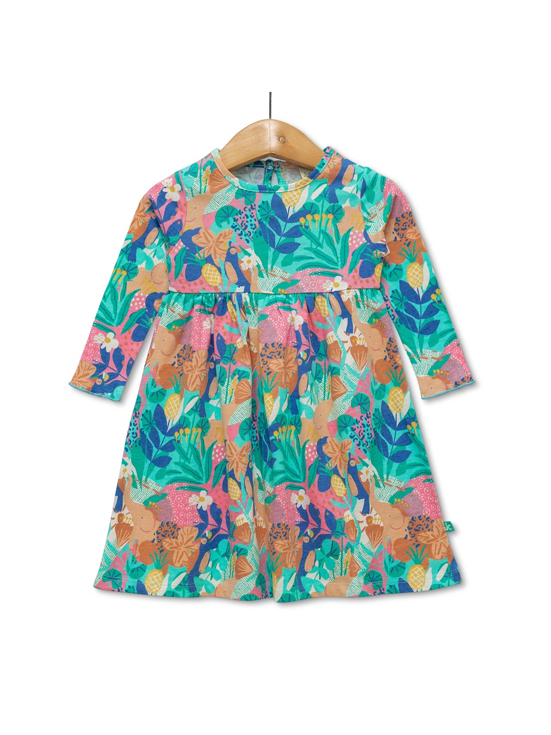 

JusCubs Infants Girls Floral Printed Cotton Fit & Flare Dress, Green