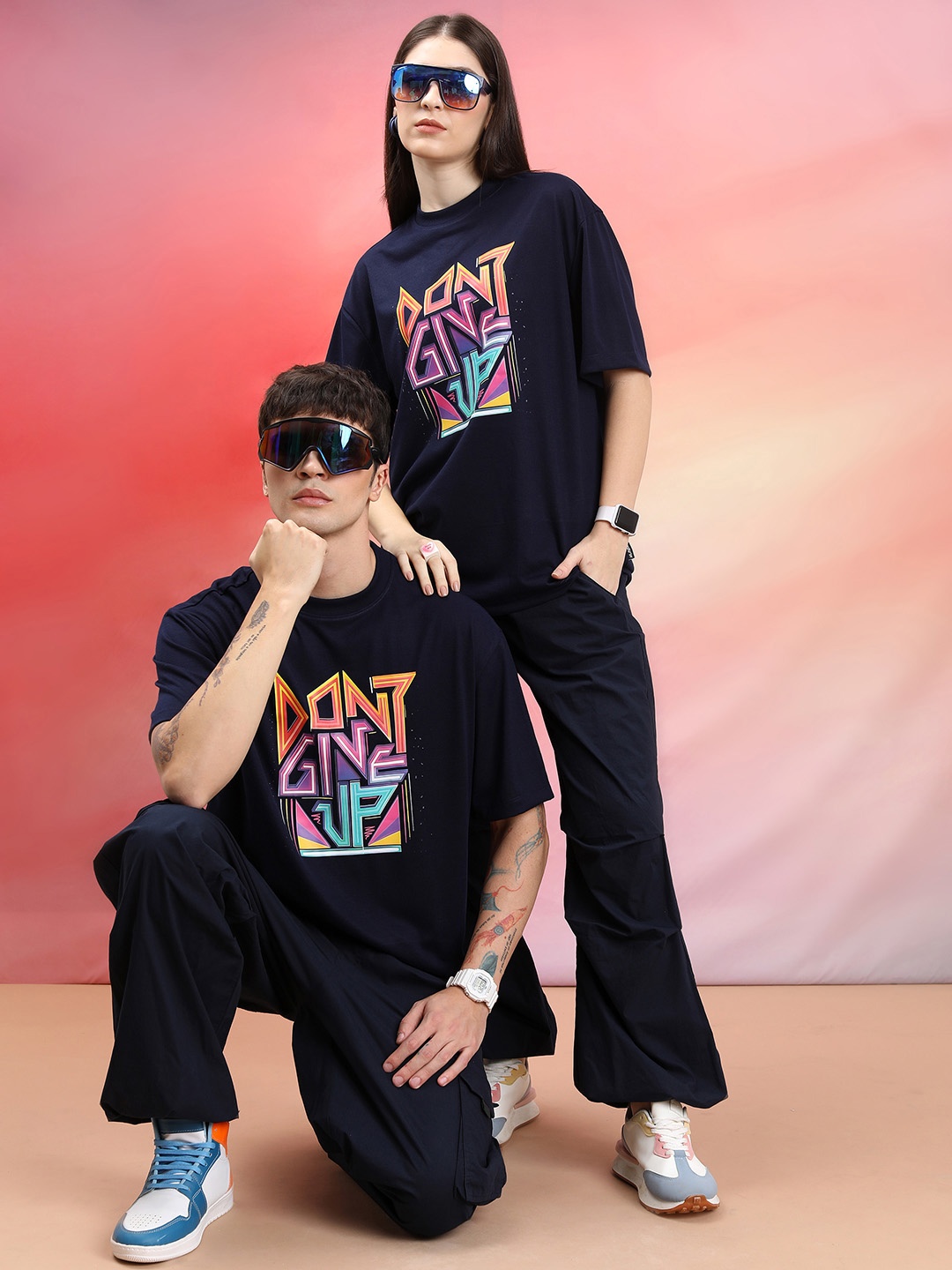 

HIGHLANDER Unisex Graphic Printed Oversized T-shirt, Navy blue