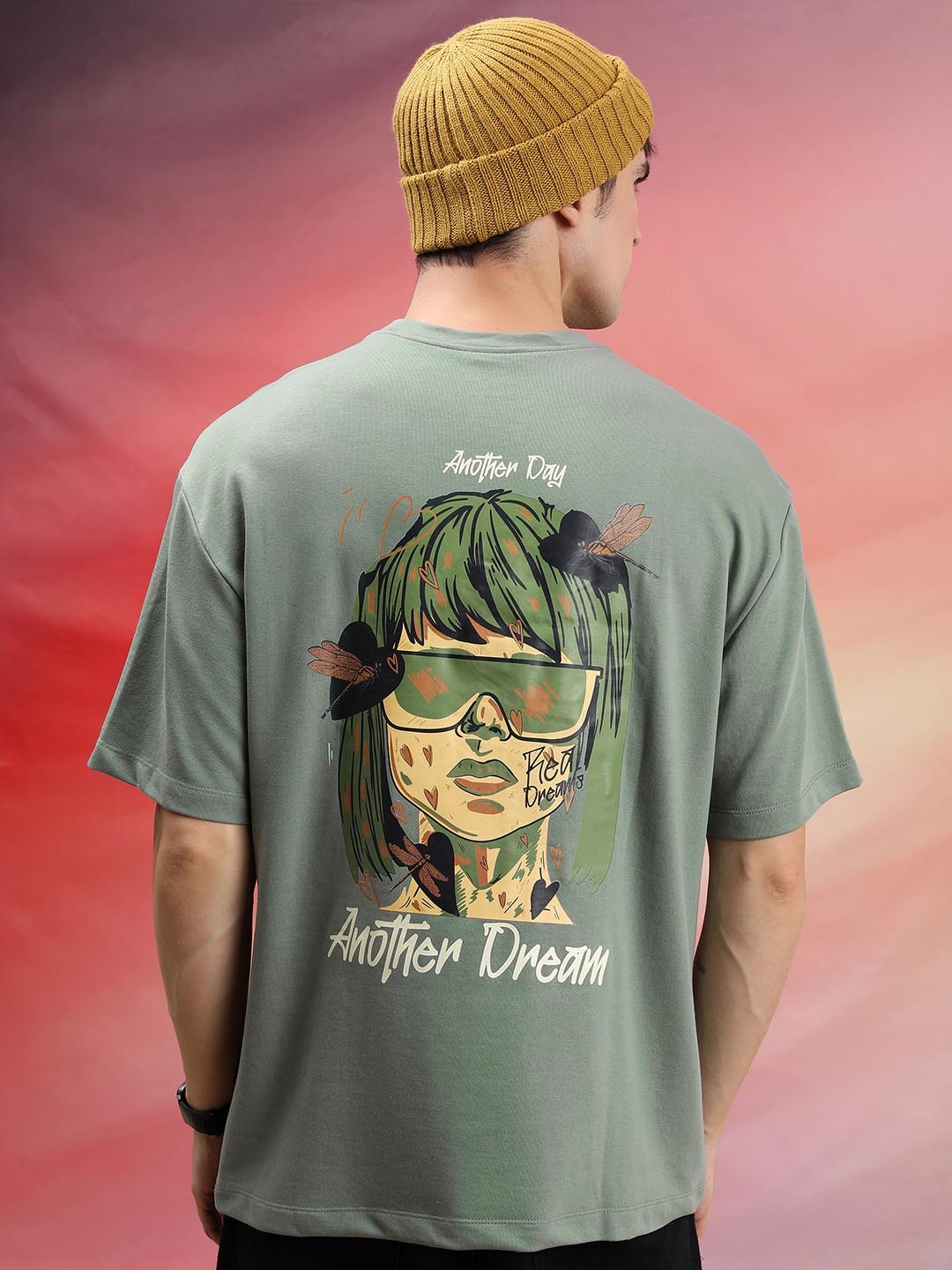 

HIGHLANDER Unisex Graphic Printed Oversized T-Shirt, Green