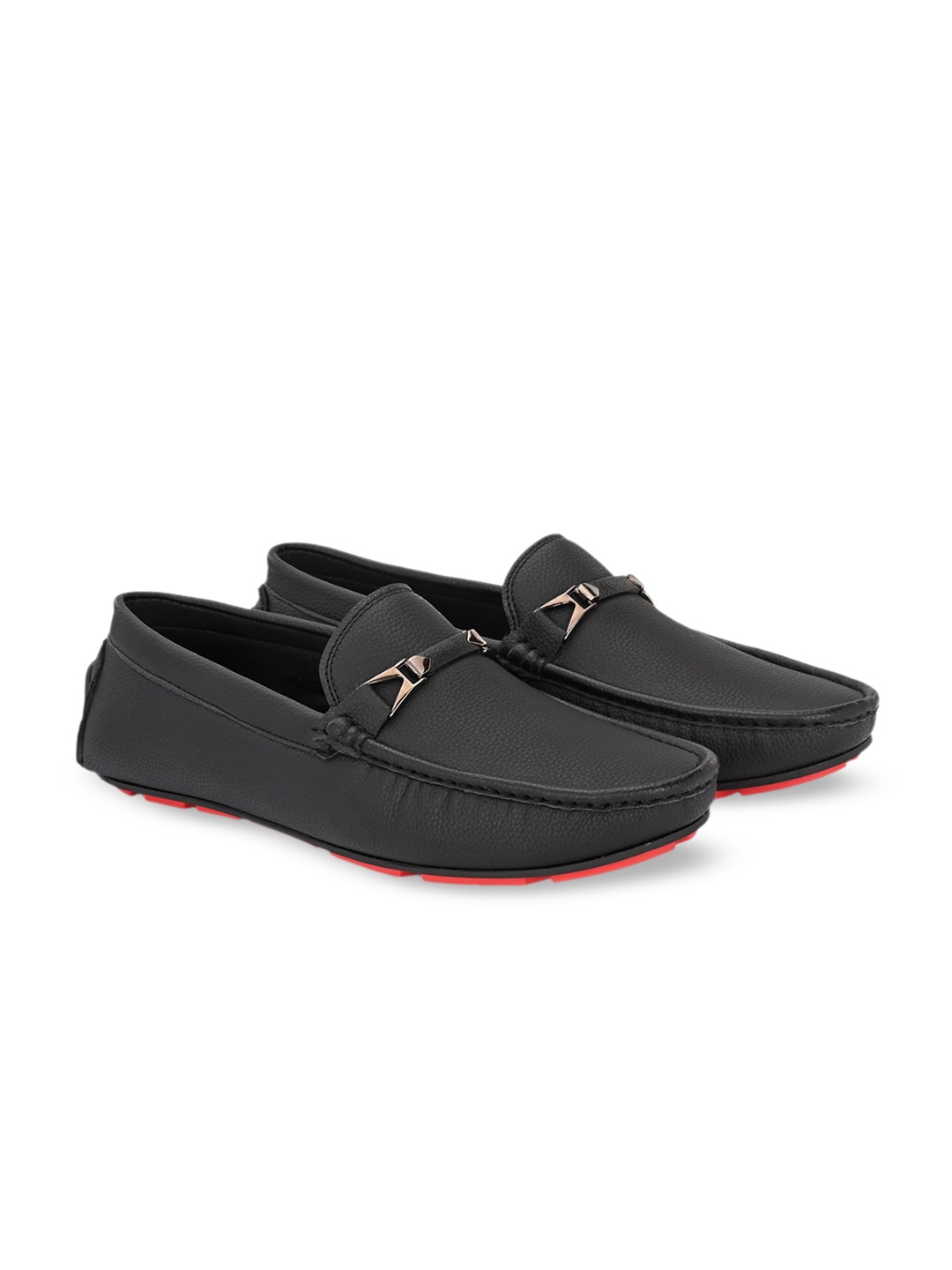 

ATTITUDIST Men Textured Buckled Driving Shoes, Black