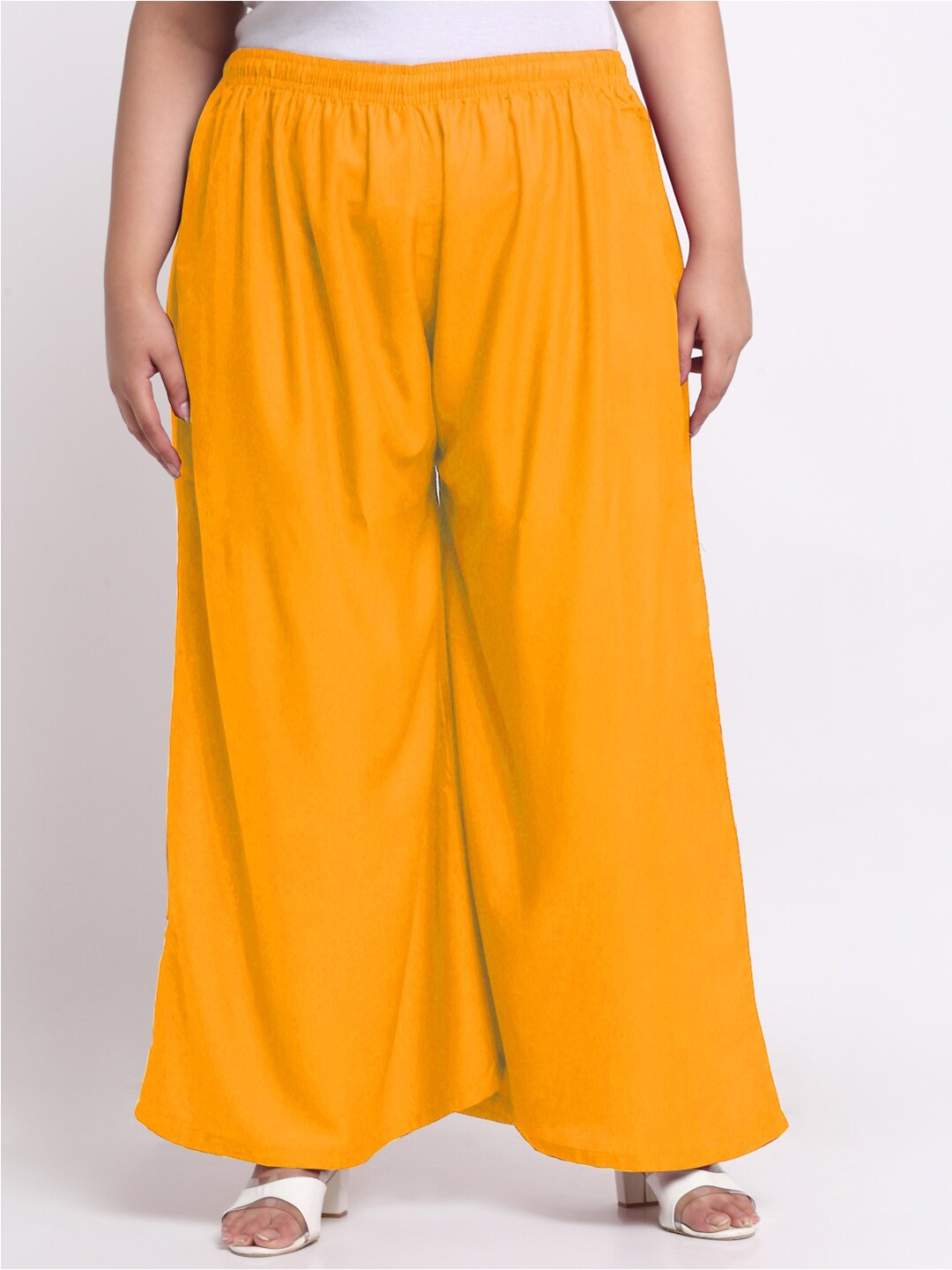 

Trend Level Women Mid Rise Flared Palazzos, Mustard