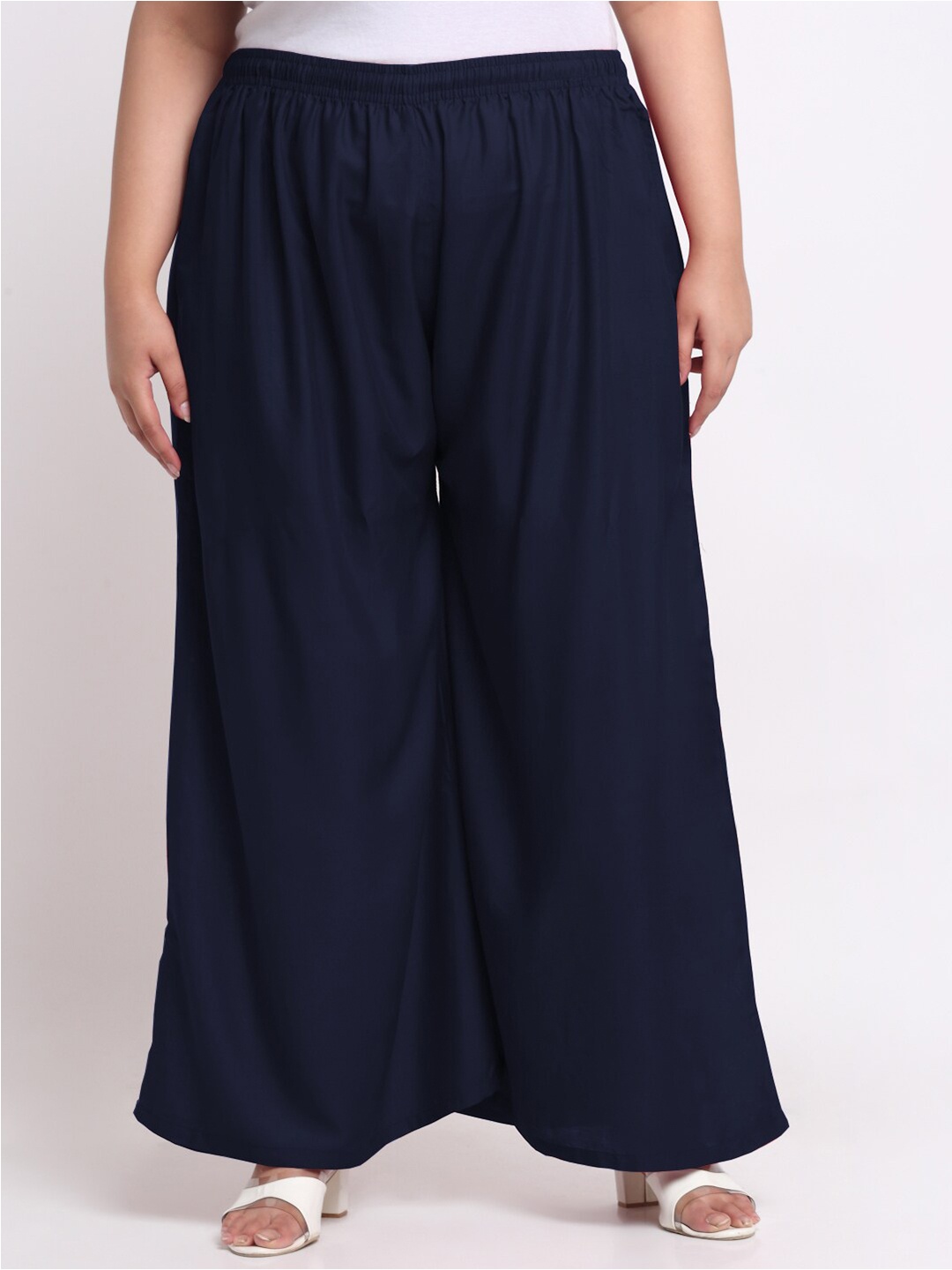 

Trend Level Women Mid Rise Flared Palazzos, Navy blue