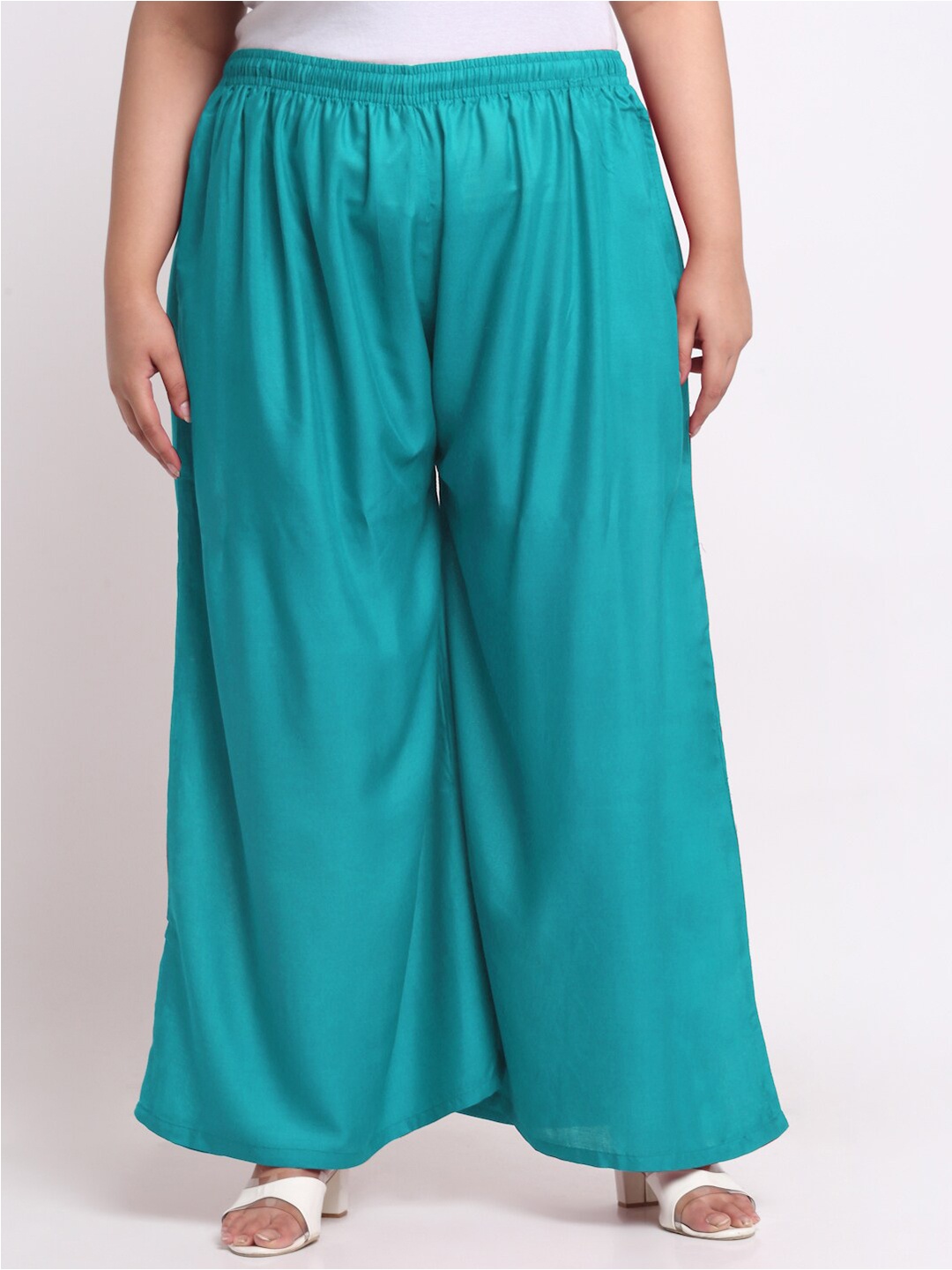 

Trend Level Women Mid Rise Flared Palazzos, Sea green