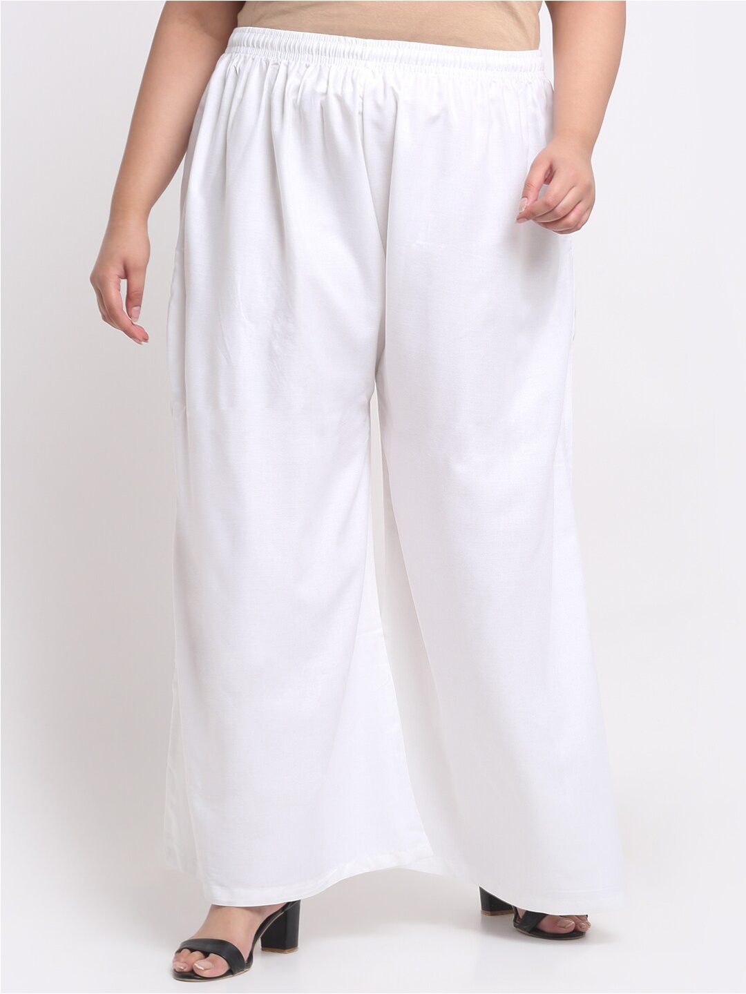 

Trend Level Women Mid Rise Flared Palazzos, White