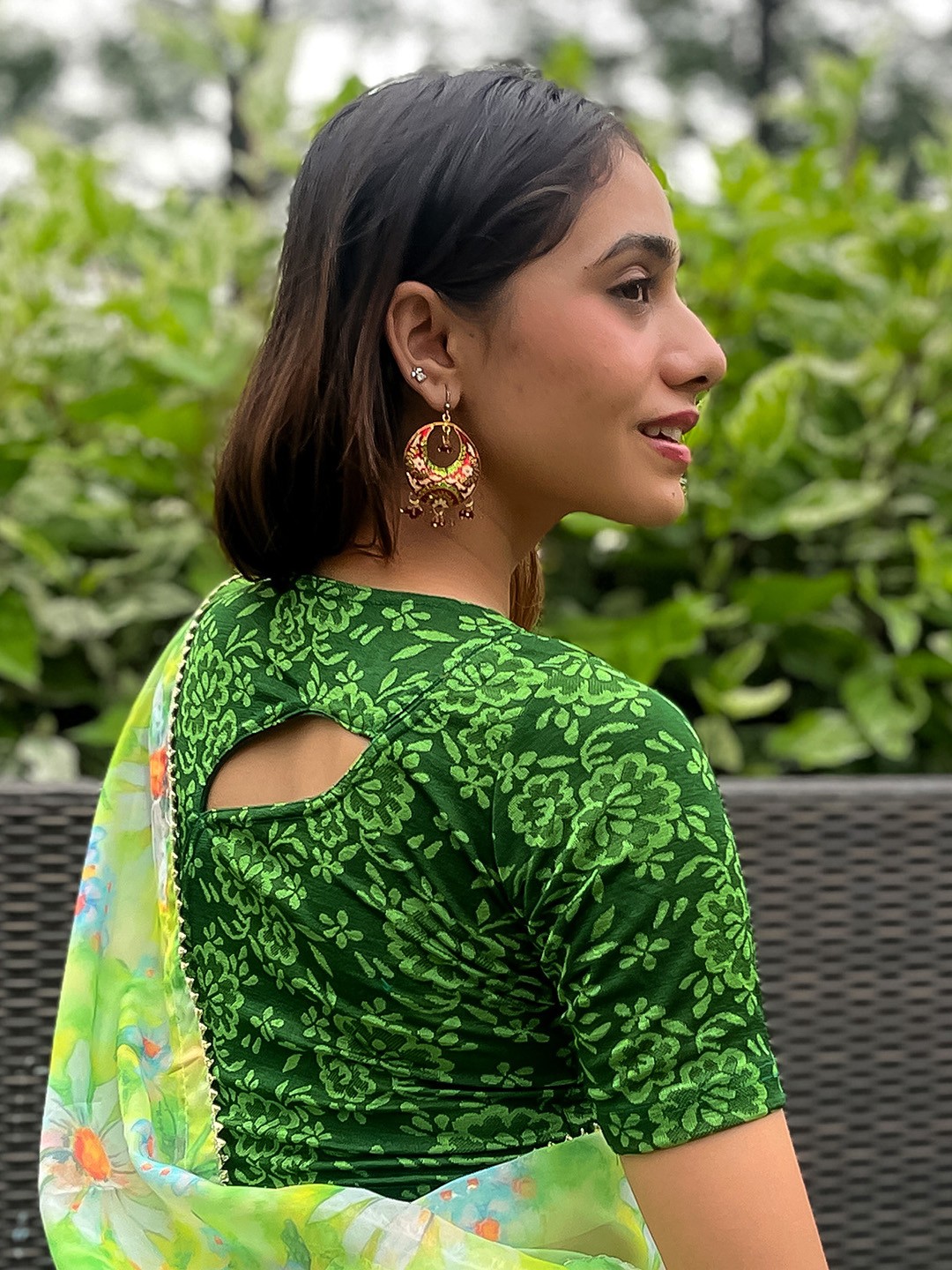 

Bindigasm's Advi Self Design Saree Blouse, Green