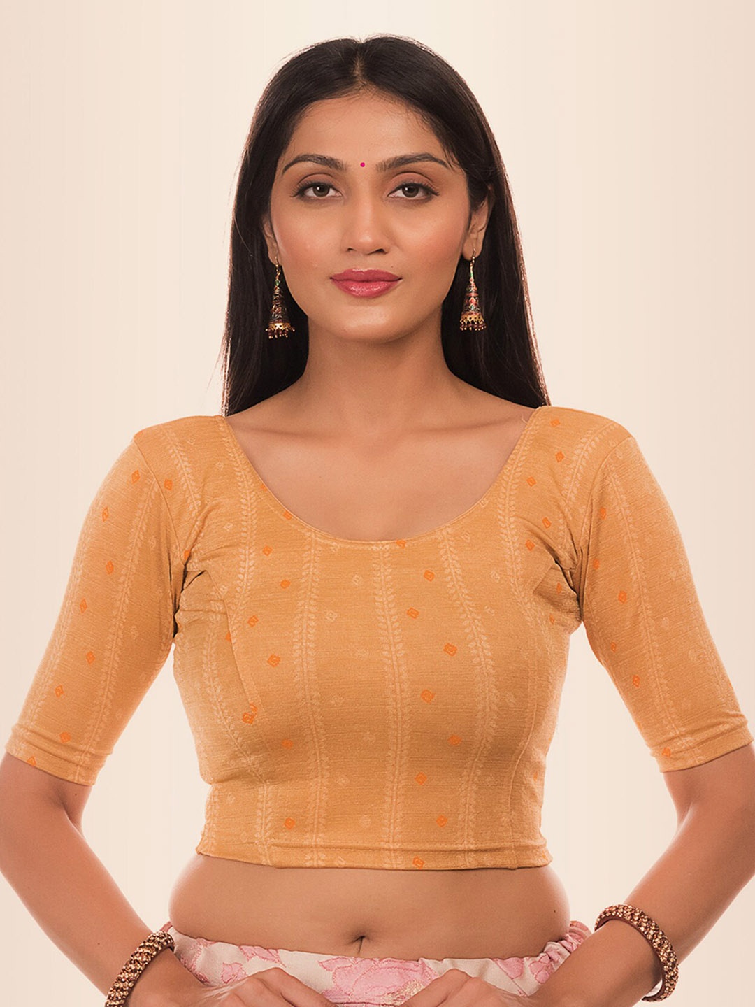

Bindigasm's Advi Woven Design Saree Blouse, Beige
