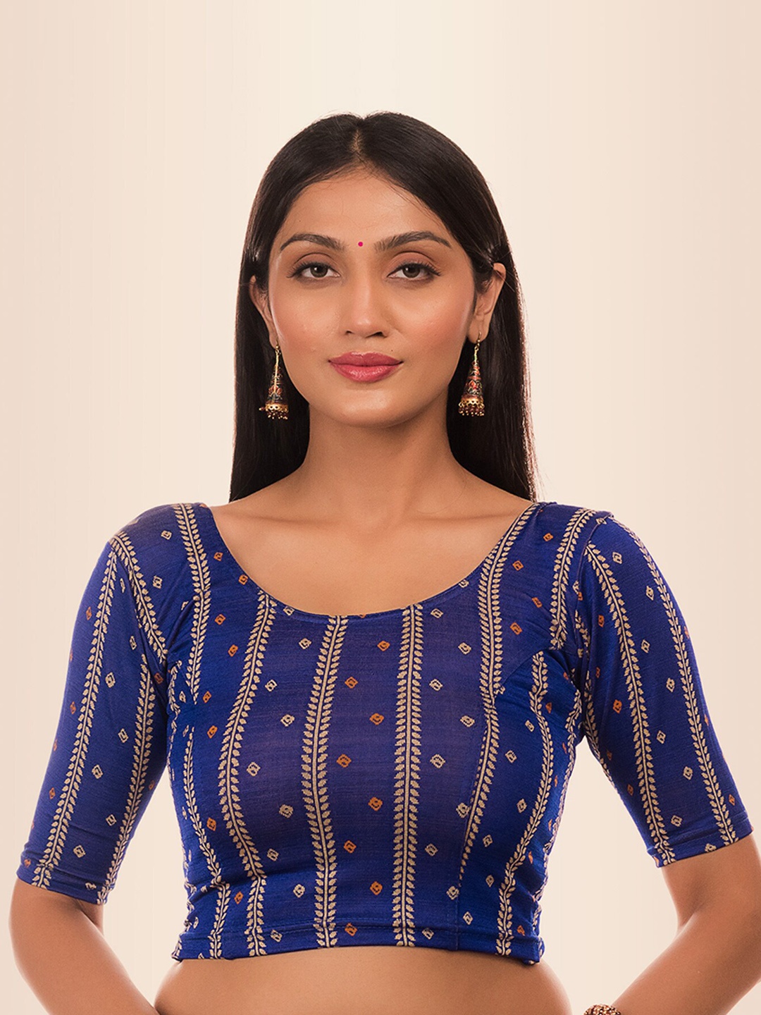

Bindigasm's Advi Woven Design Saree Blouse, Blue