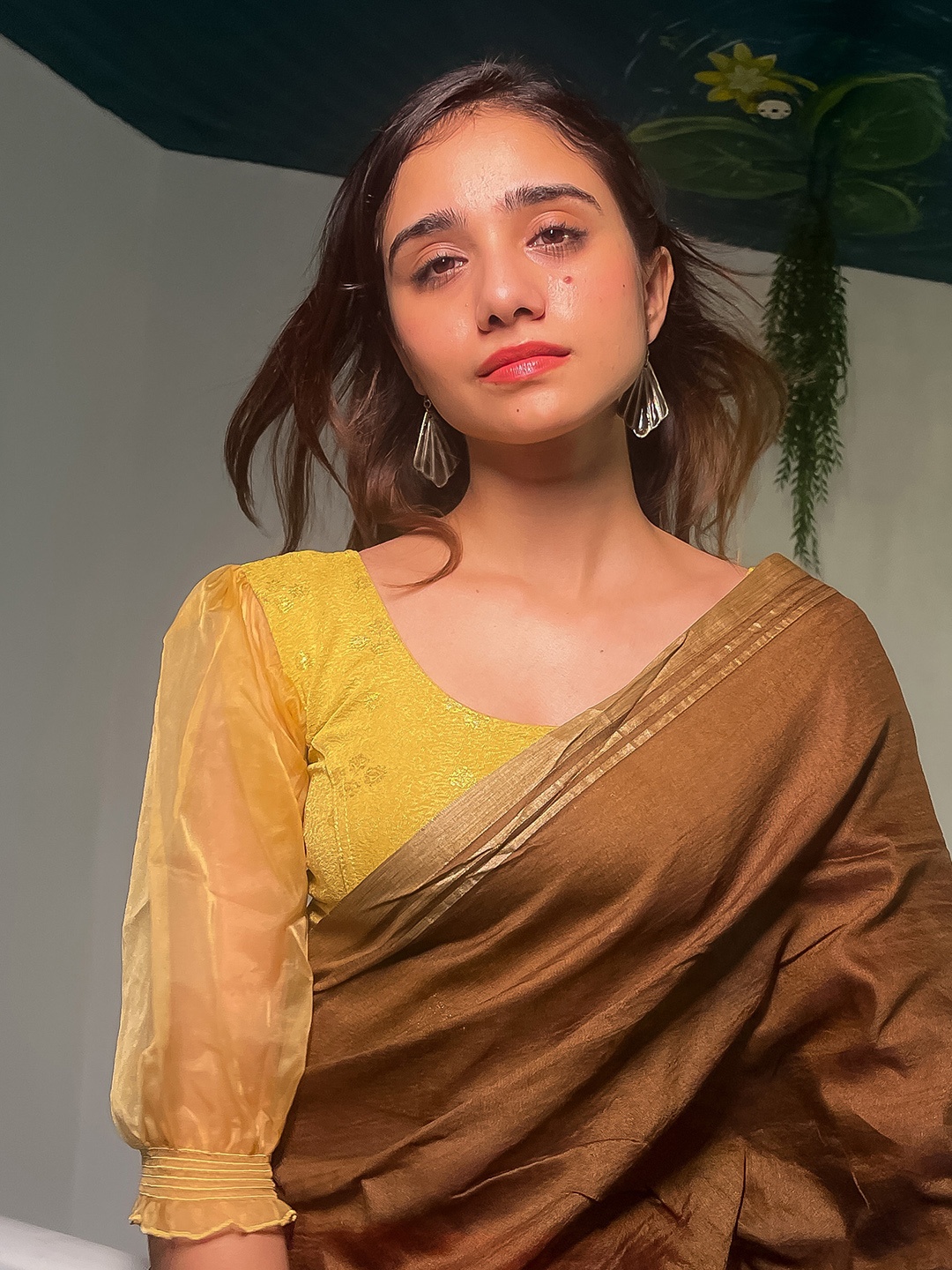 

Bindigasm's Advi Woven Design Saree Blouse, Mustard