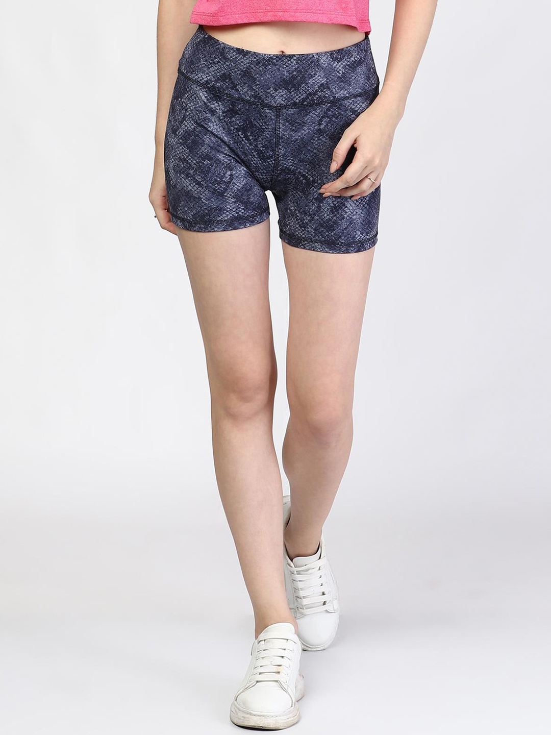 

The Dance Bible Women Abstract Printed Slim Fit Sports Shorts, Grey