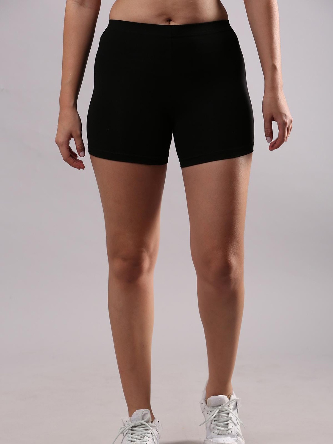 

The Dance Bible Women Mid Rise Slim Fit Sports Shorts, Black