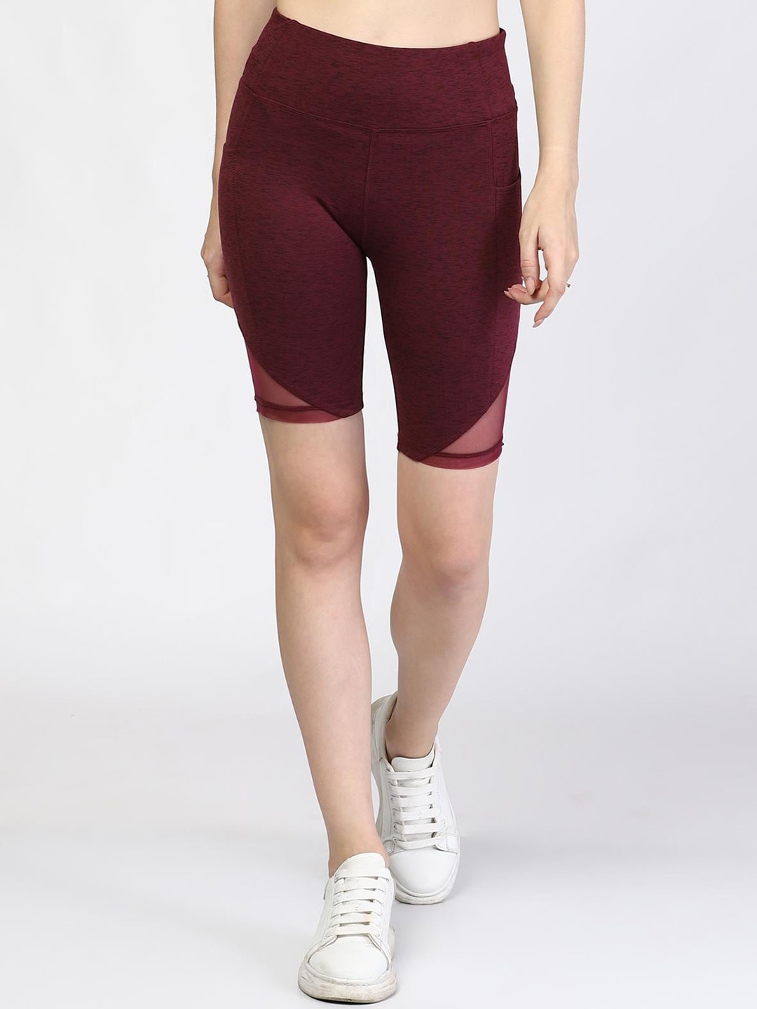 

The Dance Bible Women Slim Fit High-Rise Sports Shorts, Maroon