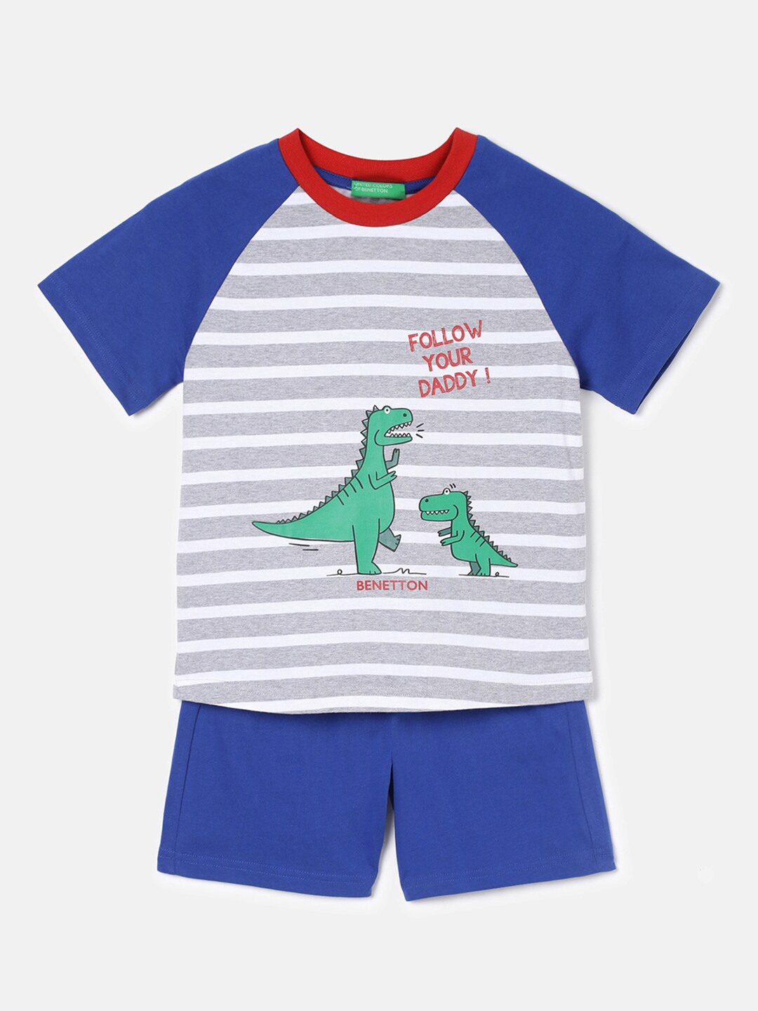

United Colors of Benetton Boys Printed Pure Cotton Clothing Set, Blue