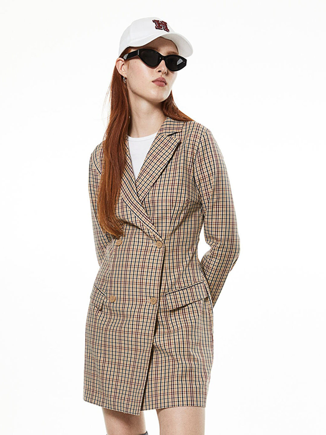 

H&M Double Breasted Blazer Dress, Beige