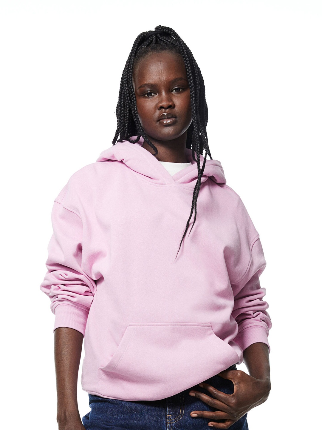 

H&M Pure Cotton Oversized Hoodie, Pink