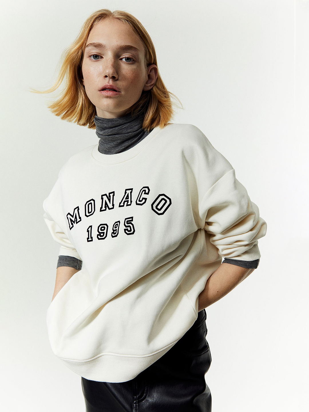 

H&M Printed Sweatshirt, White