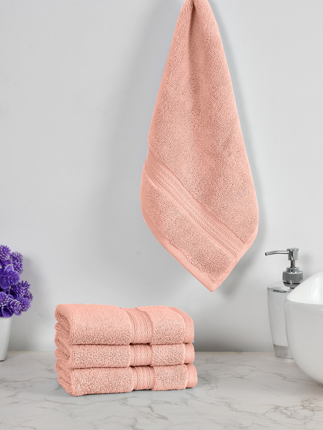 

AVI Living Peach Colour 4 Pieces 550 GSM Cotton Face Towels