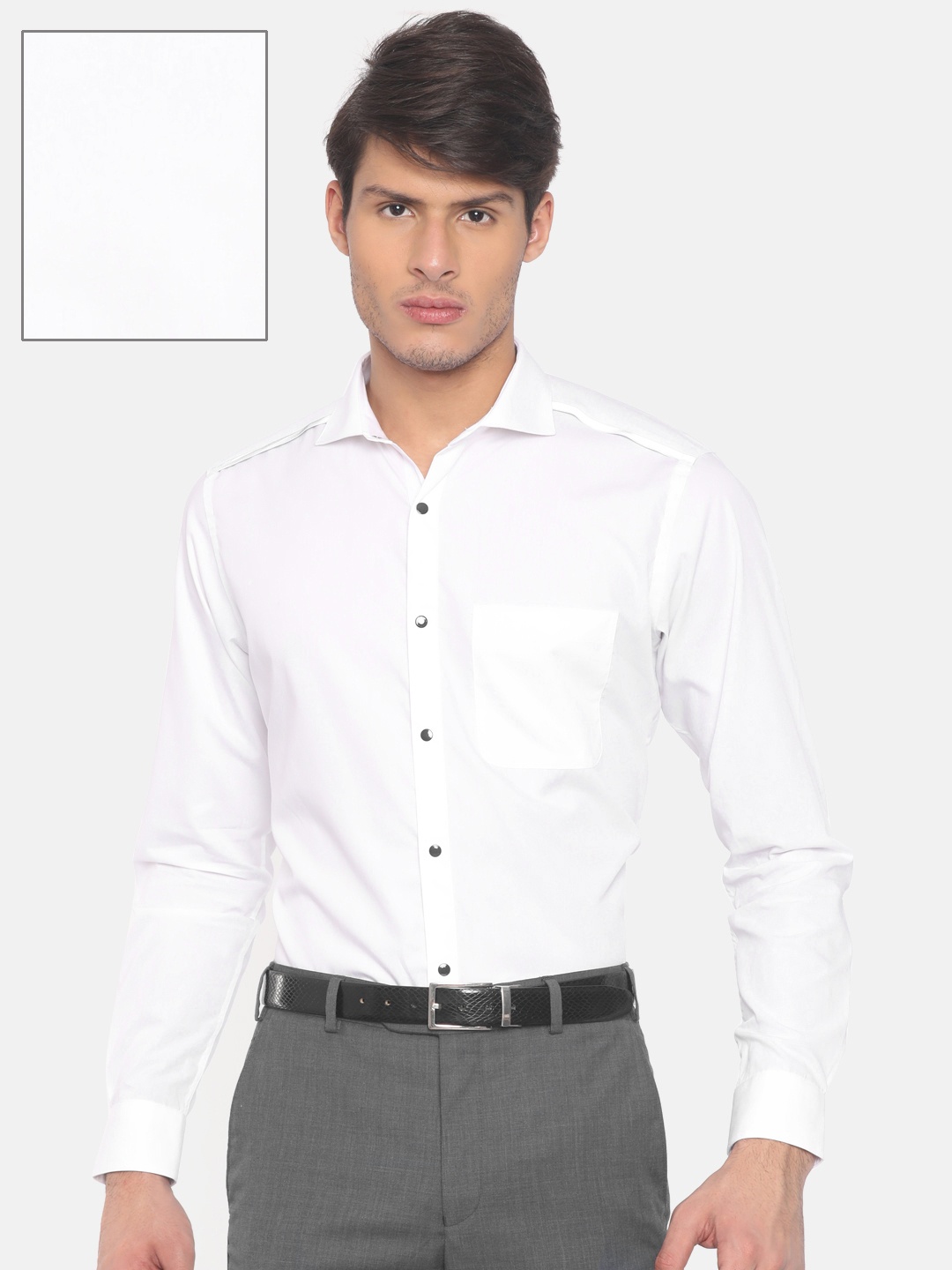 

Raymond Men White Contemporary Fit Solid Formal Shirt