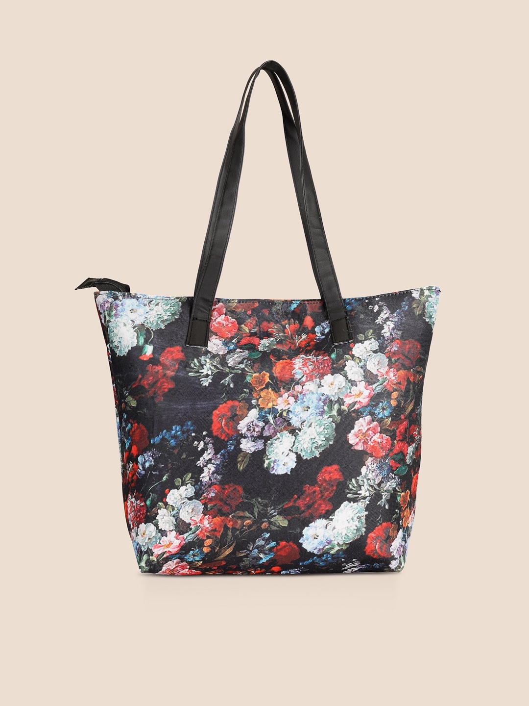 

DressBerry Black & Red Floral Printed Oversized Shopper Tote Bag