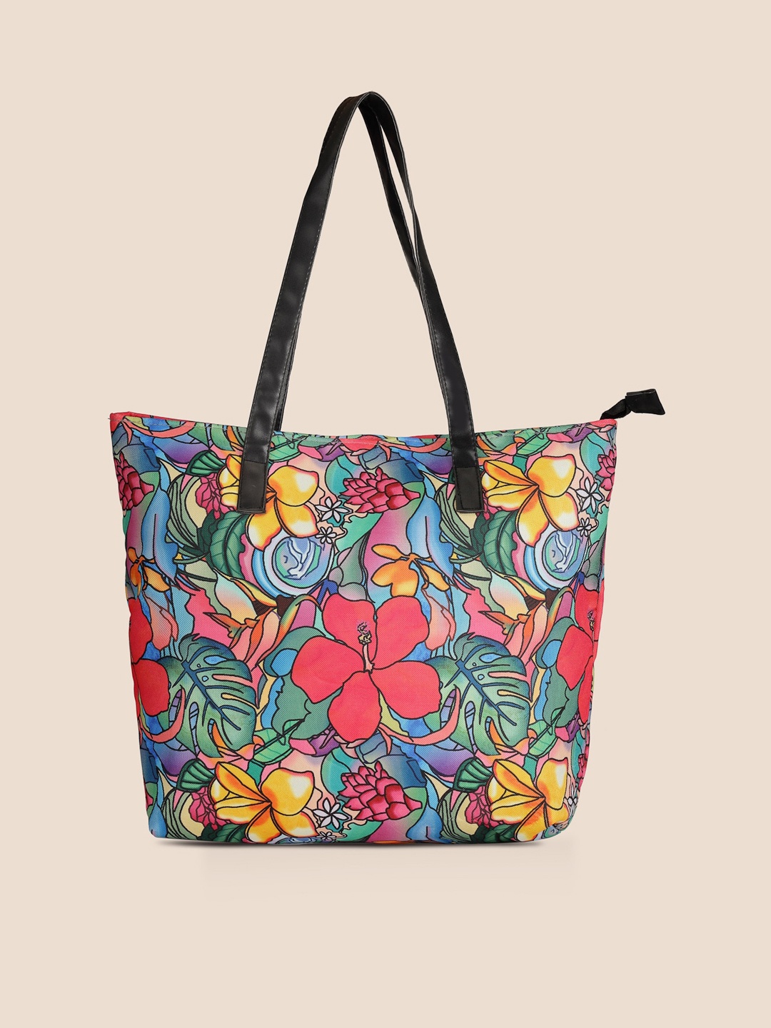 

DressBerry Pink & Blue Floral Printed Oversized Shopper Tote Bag