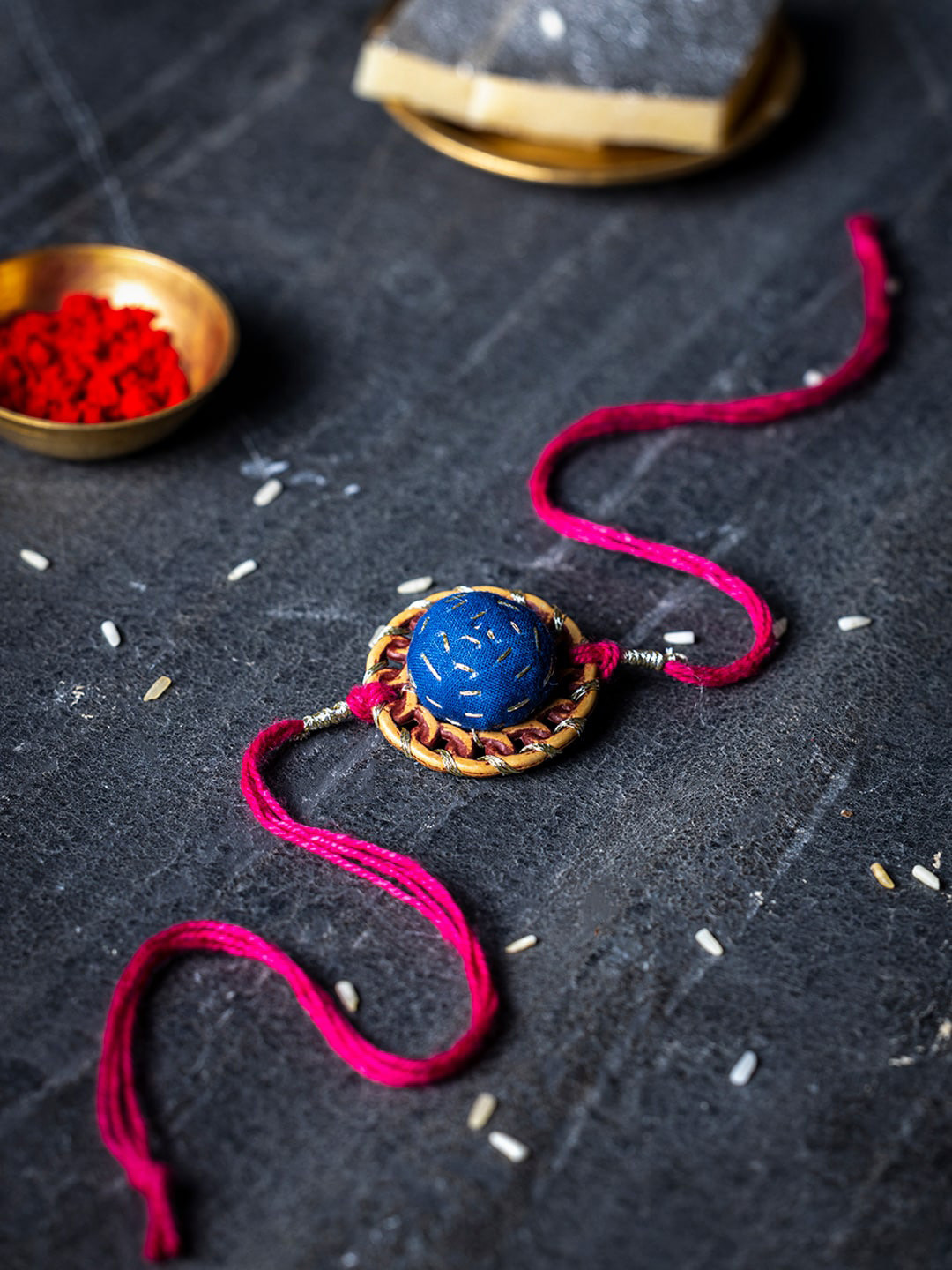 

Contrast Living Women Set Of 3 Dori Thread Rakhis, Pink