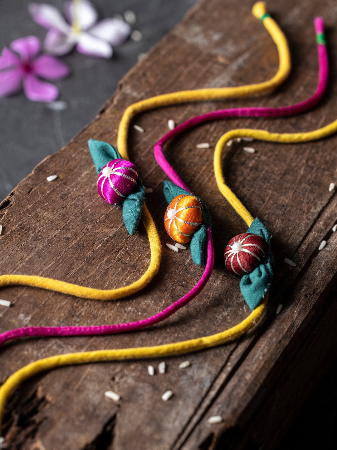 

Contrast Living Women Set Of 3 Dori Thread Rakhis, Pink