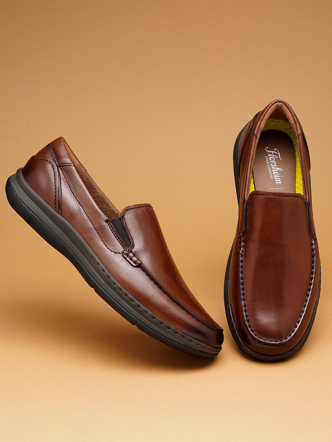 

Florsheim Men Textured Leather Slip-On Sneakers, Tan