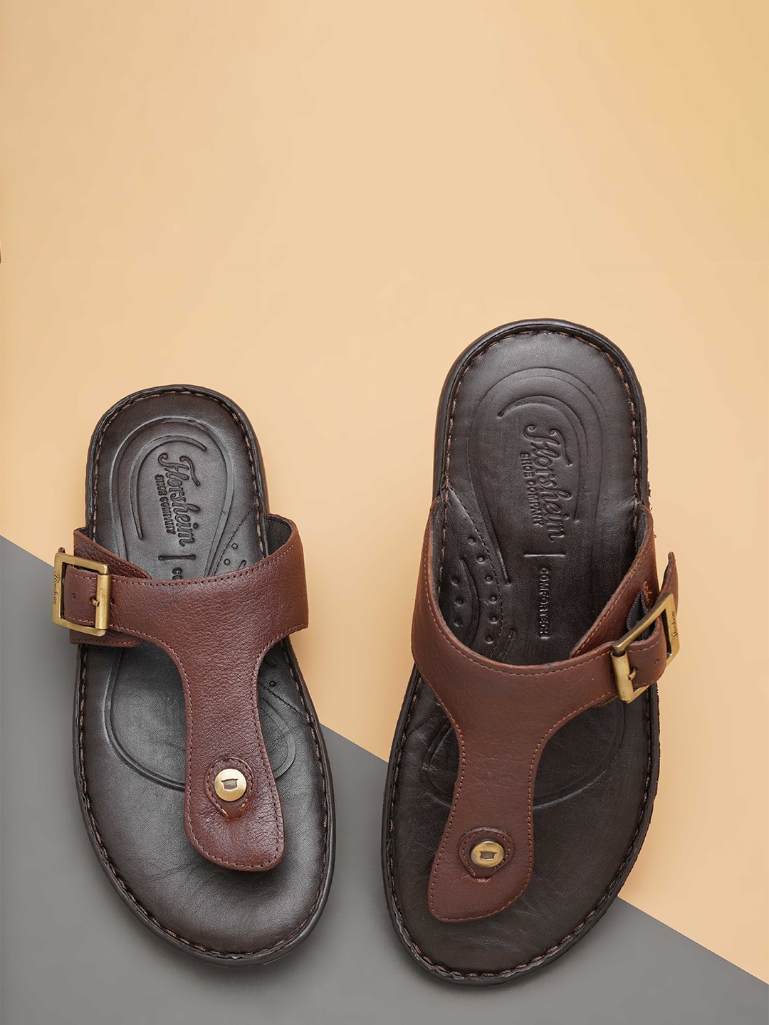 

Florsheim Men Textured Leather Comfort Sandals, Brown