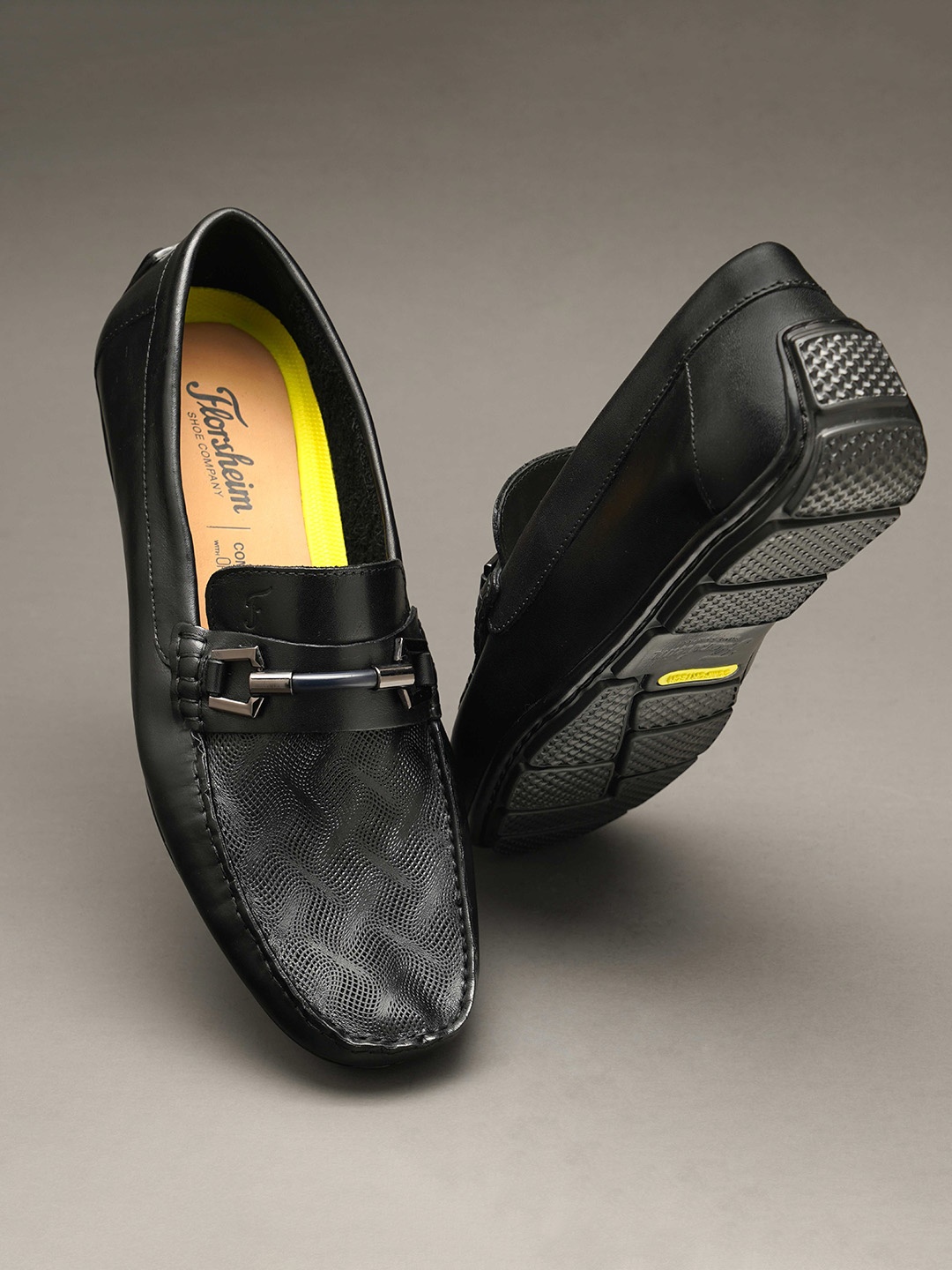 

Florsheim Men Square Toe Textured Leather Horsebit Driving Shoes, Black
