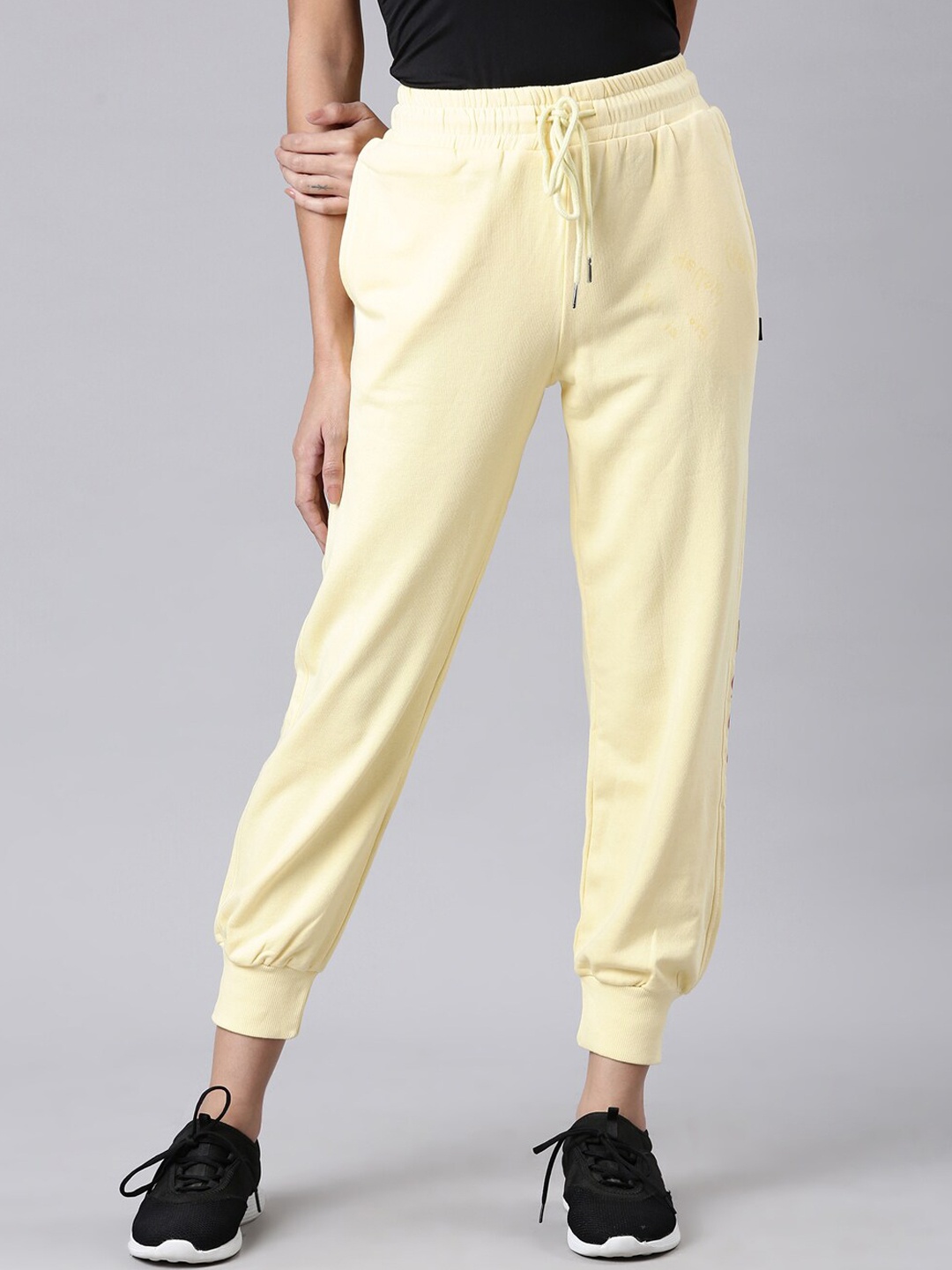 

SHOWOFF Women Camouflage Printed Mid-Rise Joggers, Yellow