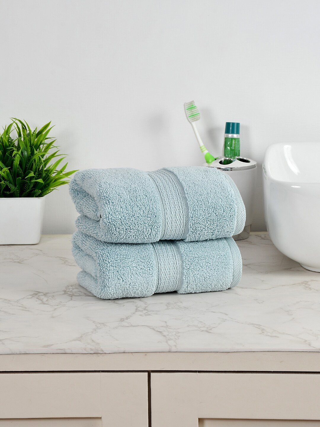 

AVI Living Blue 2 Pieces 550 GSM Pure Cotton Hand Towels