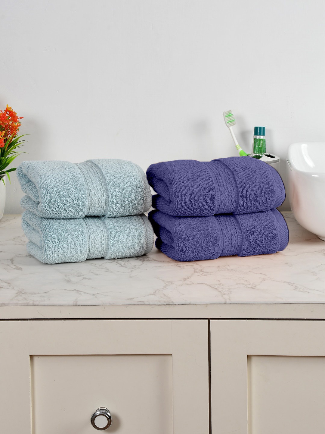 

AVI Living Navy Blue & Blue 550 GSM Pure Cotton Hand Towels