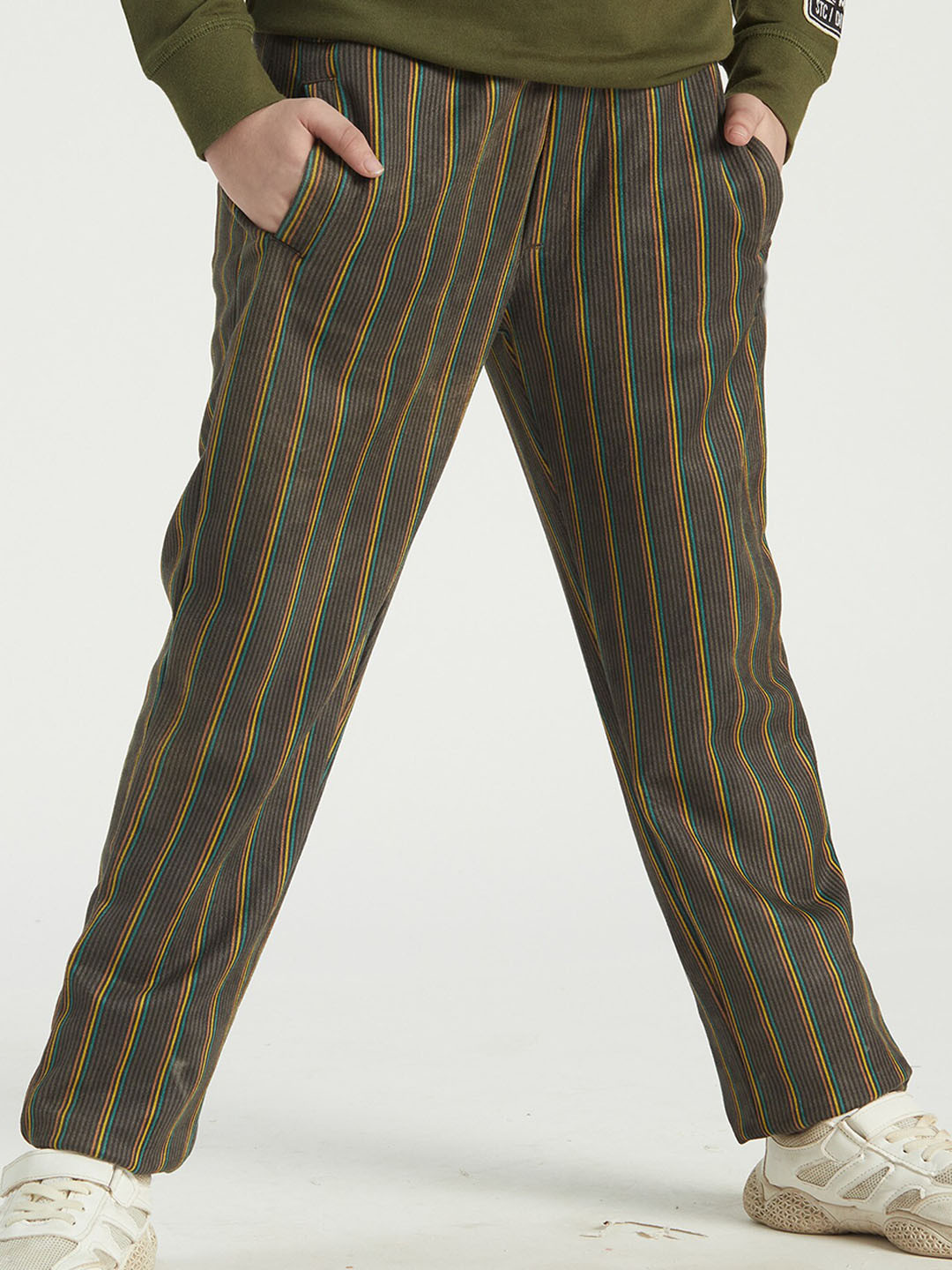 

EDRIO Boys Striped Cotton Track Pants, Black