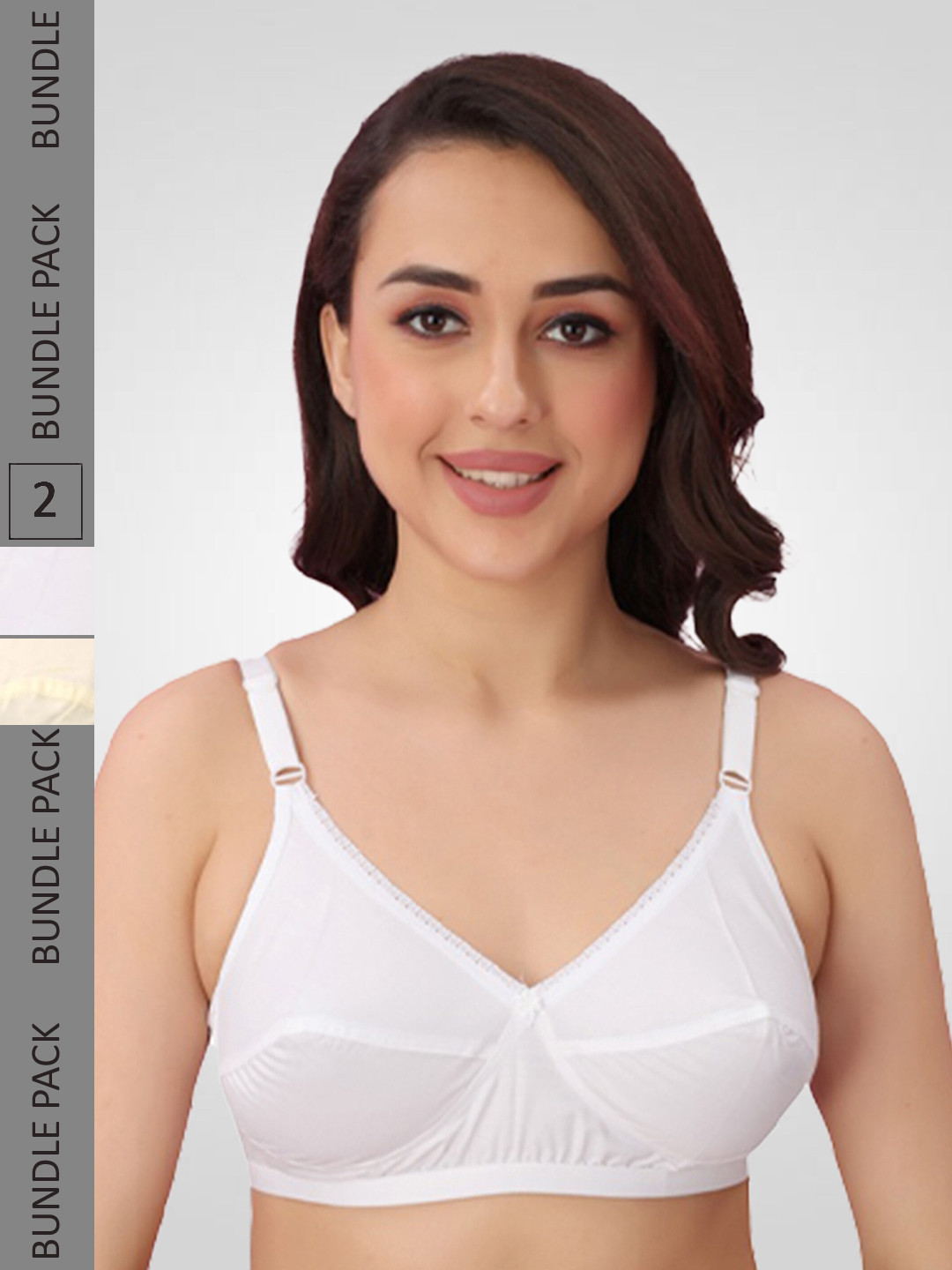 

N N ENTERPRISE Pack Of 2 Medium Coverage Dry Fit Everyday Bras With All Day Comfort, White