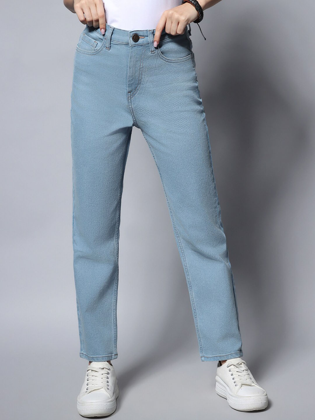 

High Star Stretch Straight Fit Clean Look Jeans, Blue