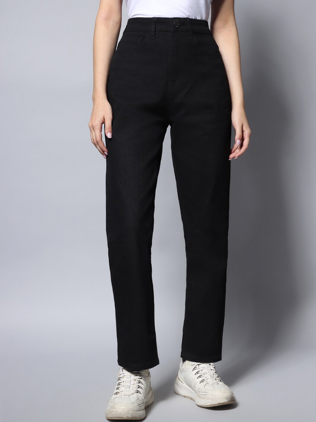 

High Star Stretch Dad Fit Clean Look Jeans, Black