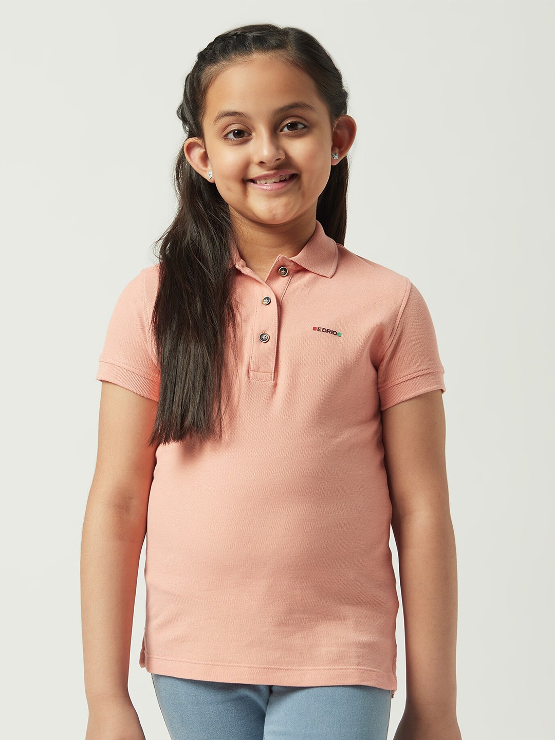 

EDRIO Girls Polo Collar T-shirt, Pink