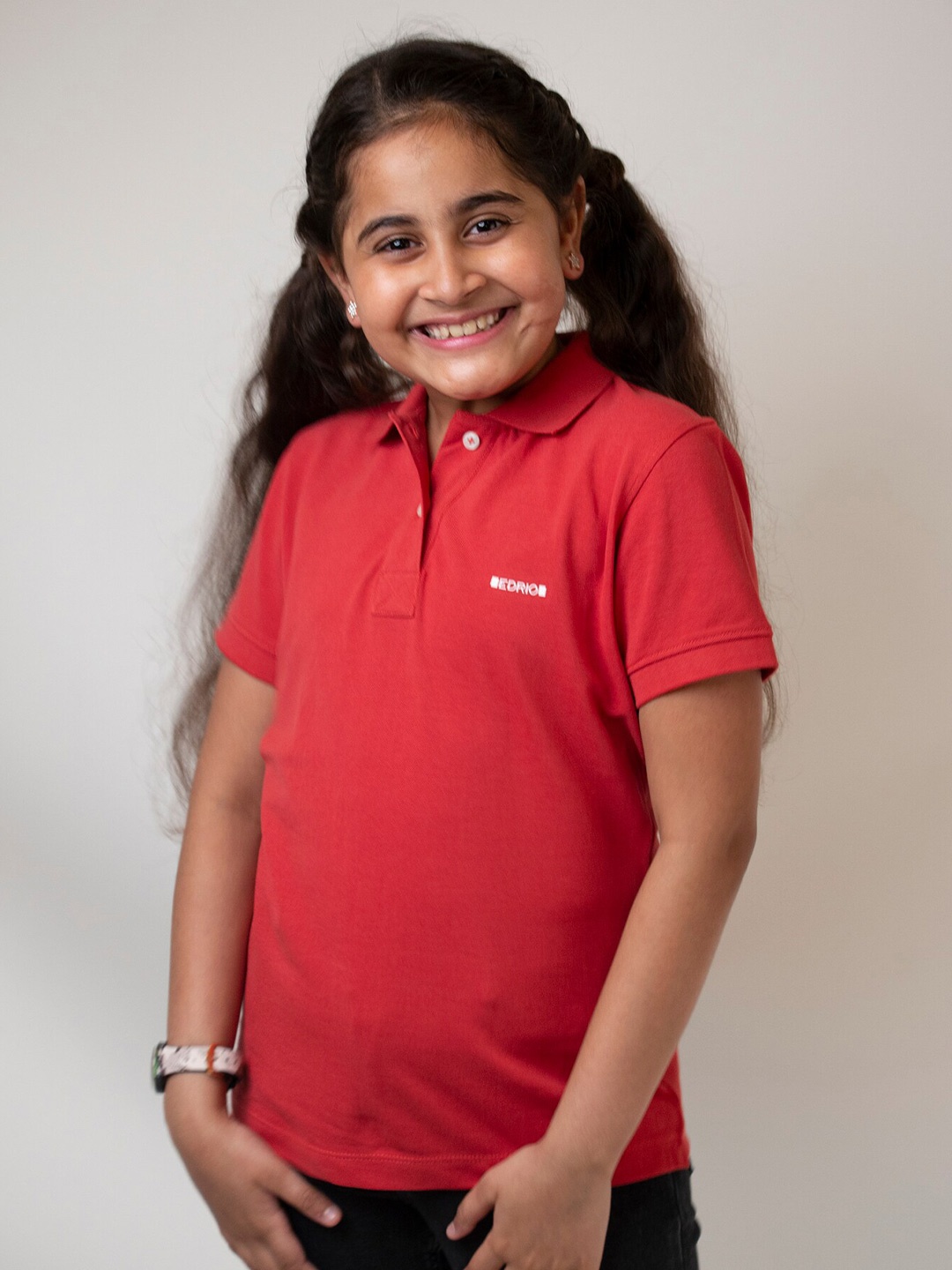 

EDRIO Girls Pink Polo Collar T-shirt