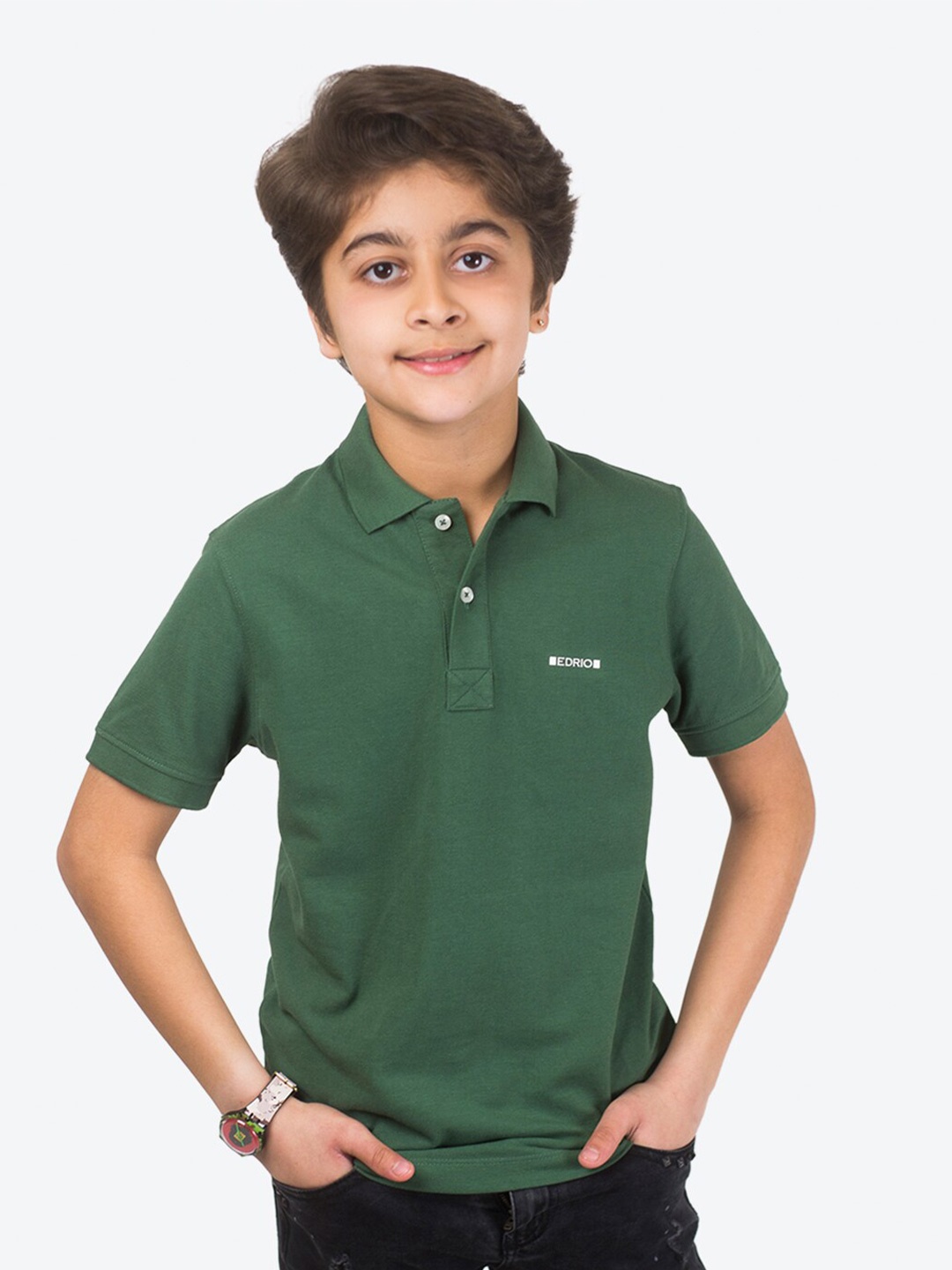 

EDRIO Boys Polo Collar T-shirt, Green