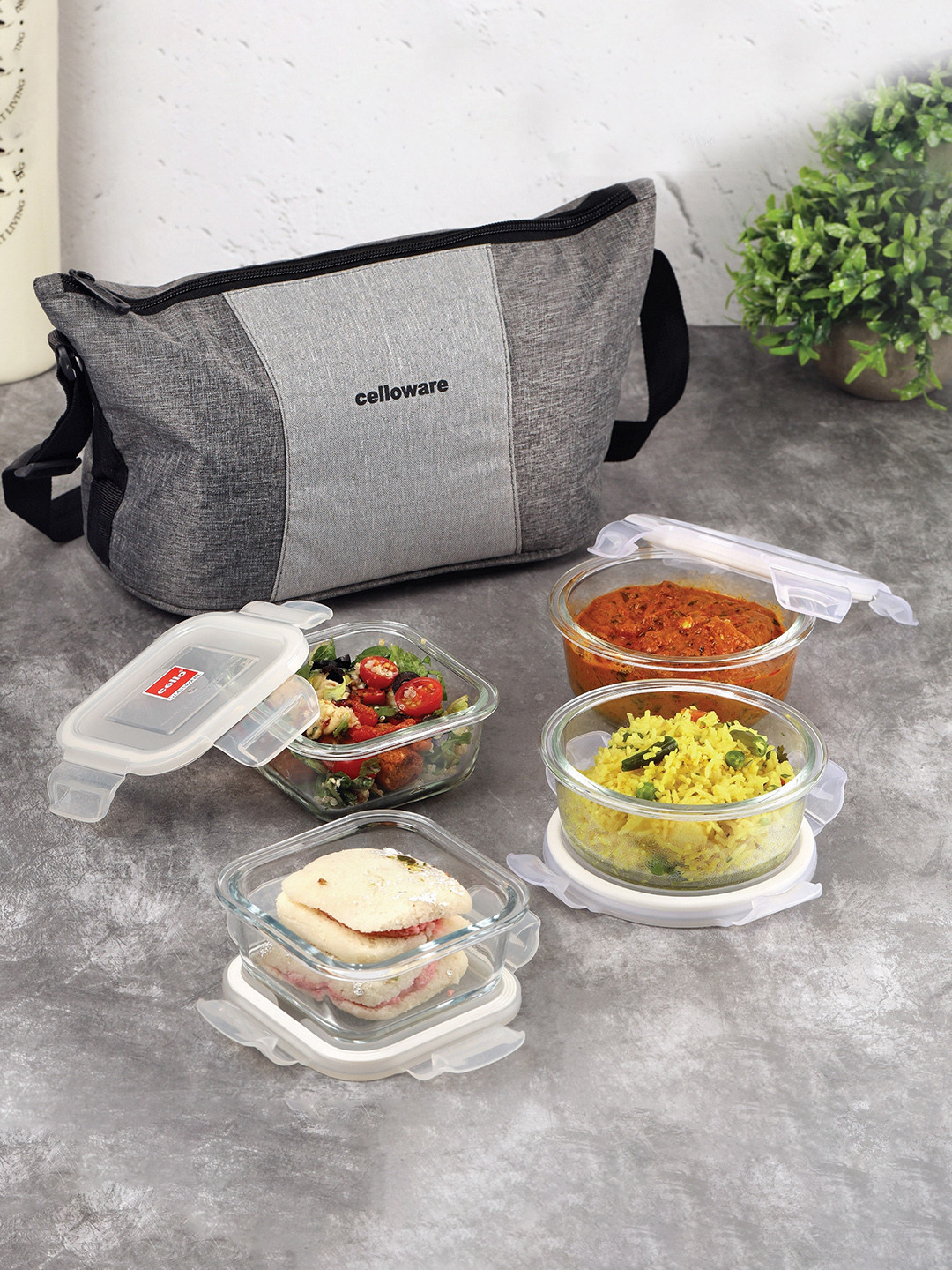 

Cello Delighta 4 Pieces Transparent Glass Lunch Box With Sling Bag- 400 ml & 320 ml