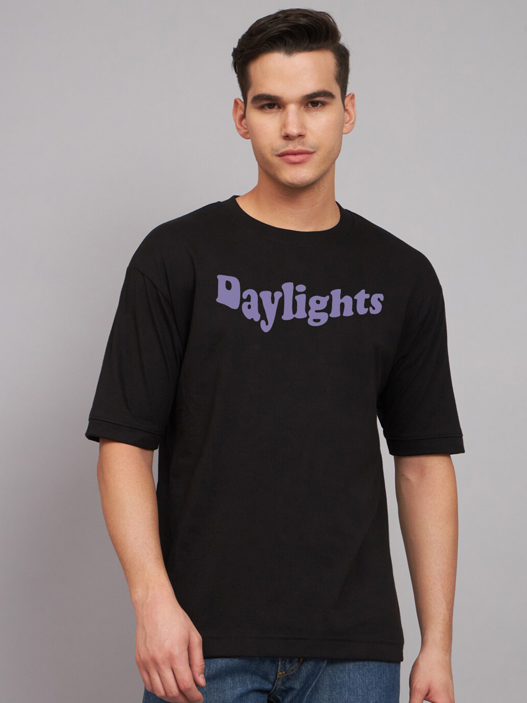 

Imsa Moda Typography Printed Cotton Oversized T-shirt, Black