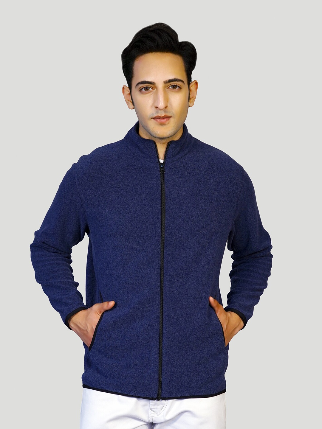 

EDRIO Mock Sleeves Long Sleeves Cotton Sweatshirt, Navy blue