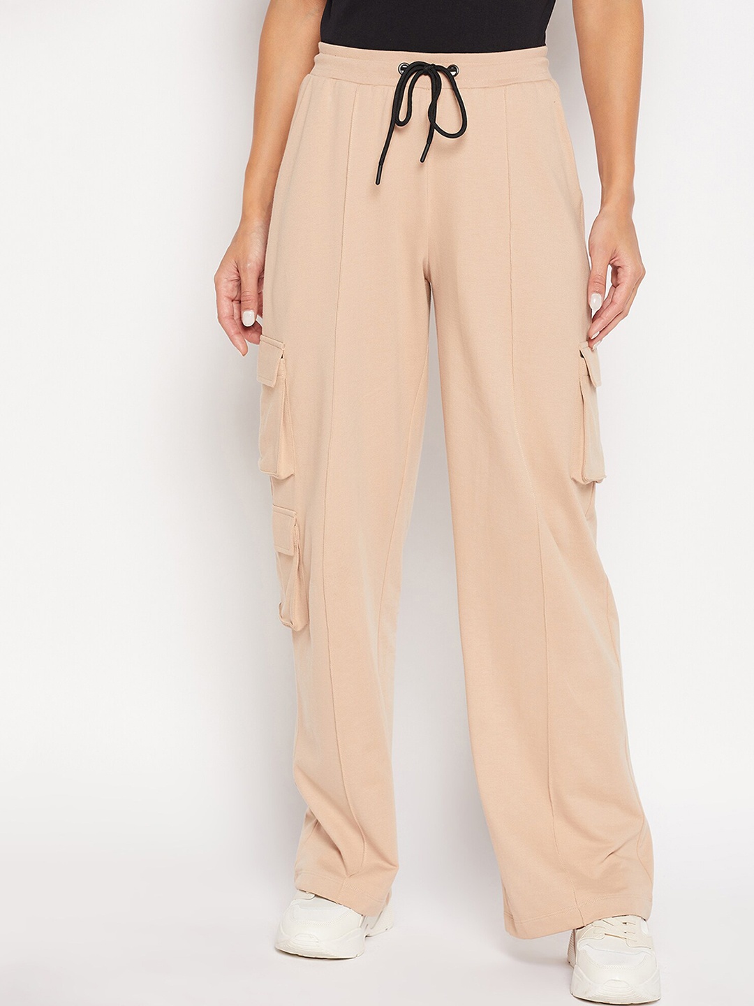 

EDRIO Women High Rise Cargo Track Pants, Rose