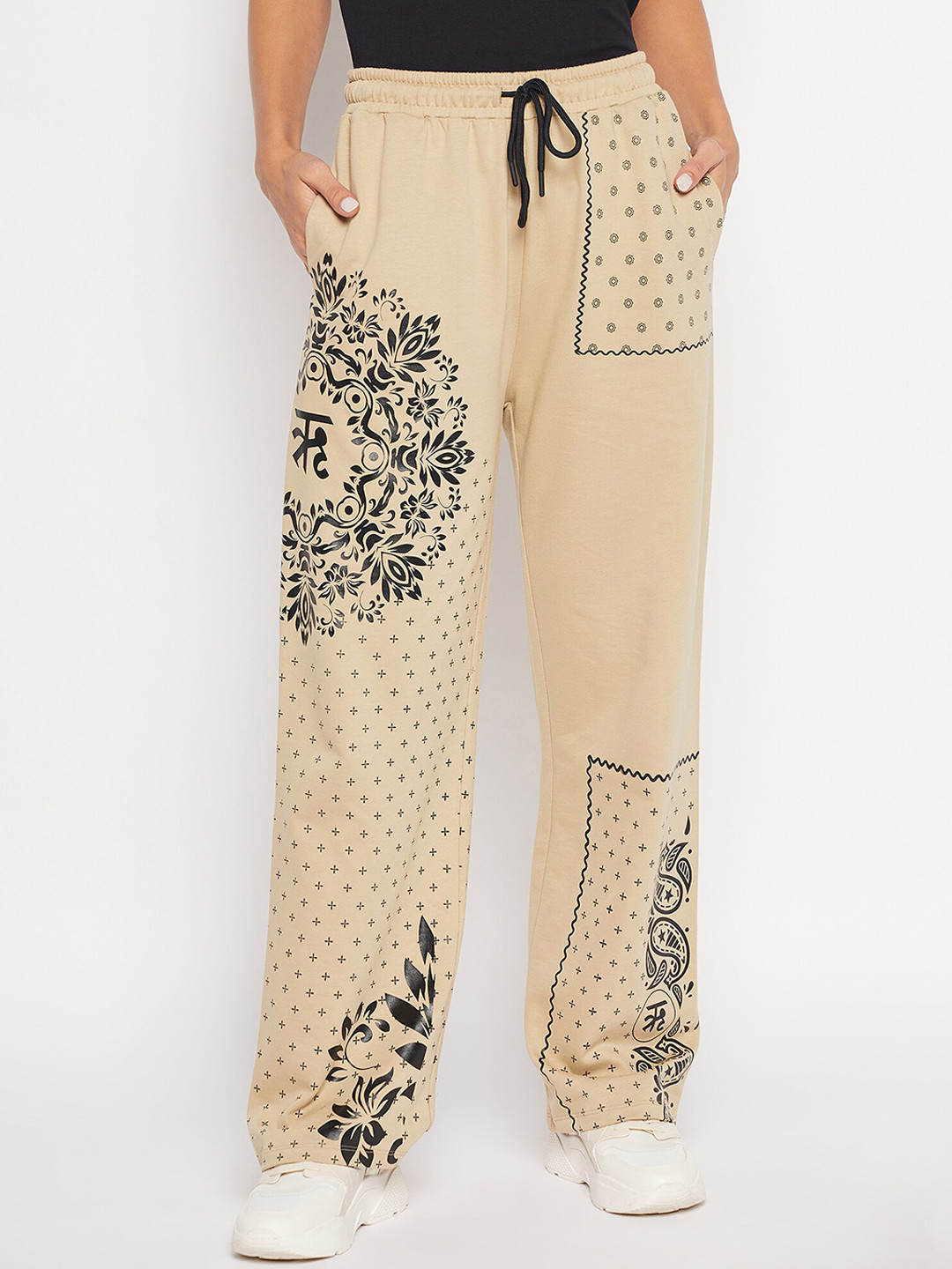 

EDRIO Women Relaxed-fit Cotton Track Pants, Camel brown