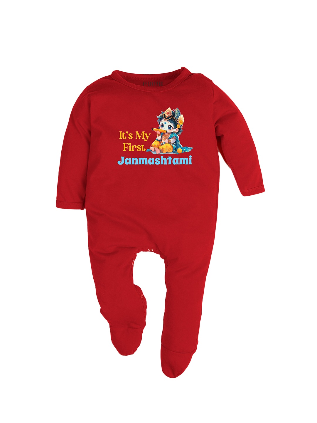

FFLIRTYGO Kids Typography Printed Cotton Sleepsuit, Red